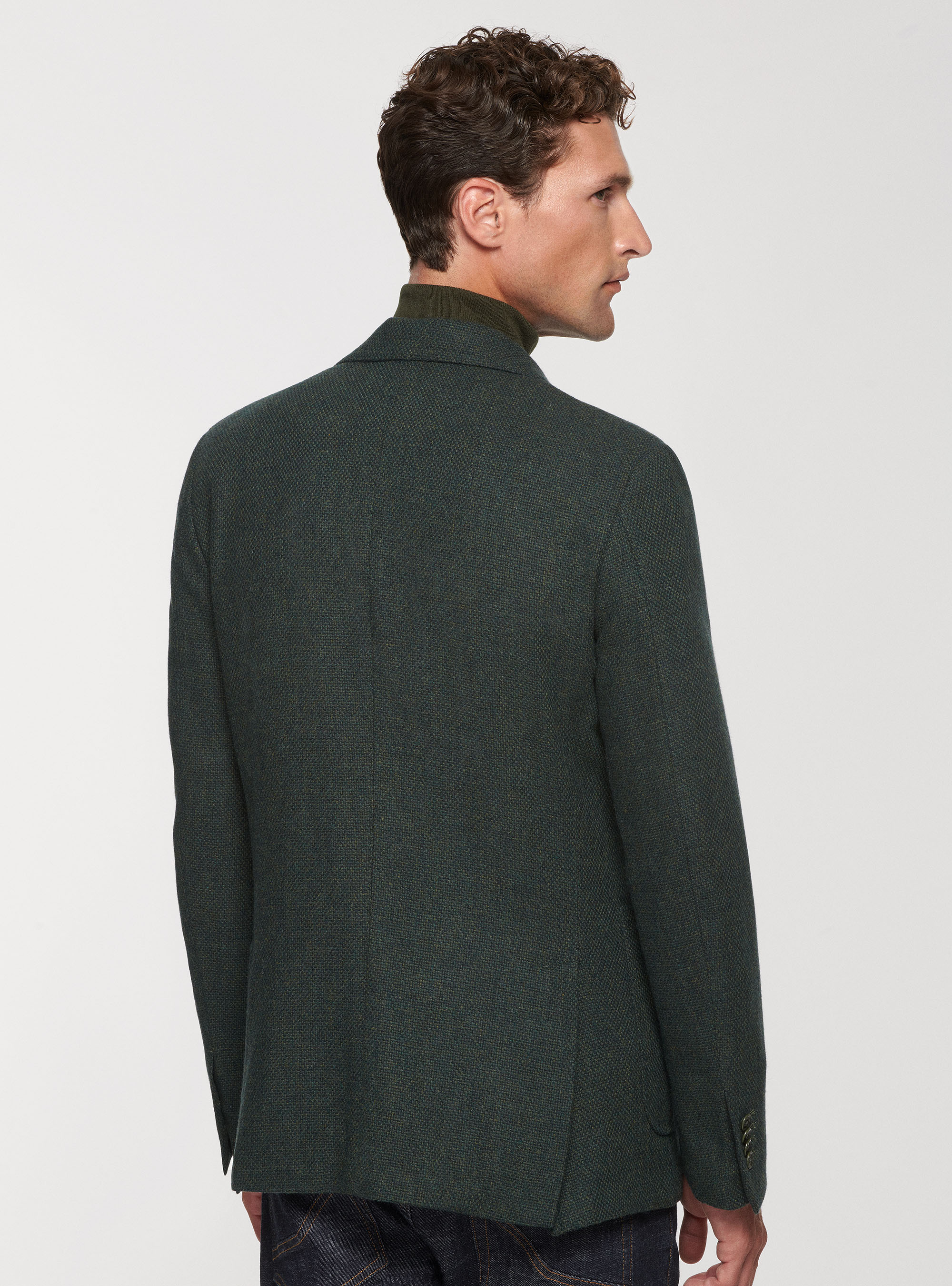 Giacca in lana cotone e cashmere, VERDE