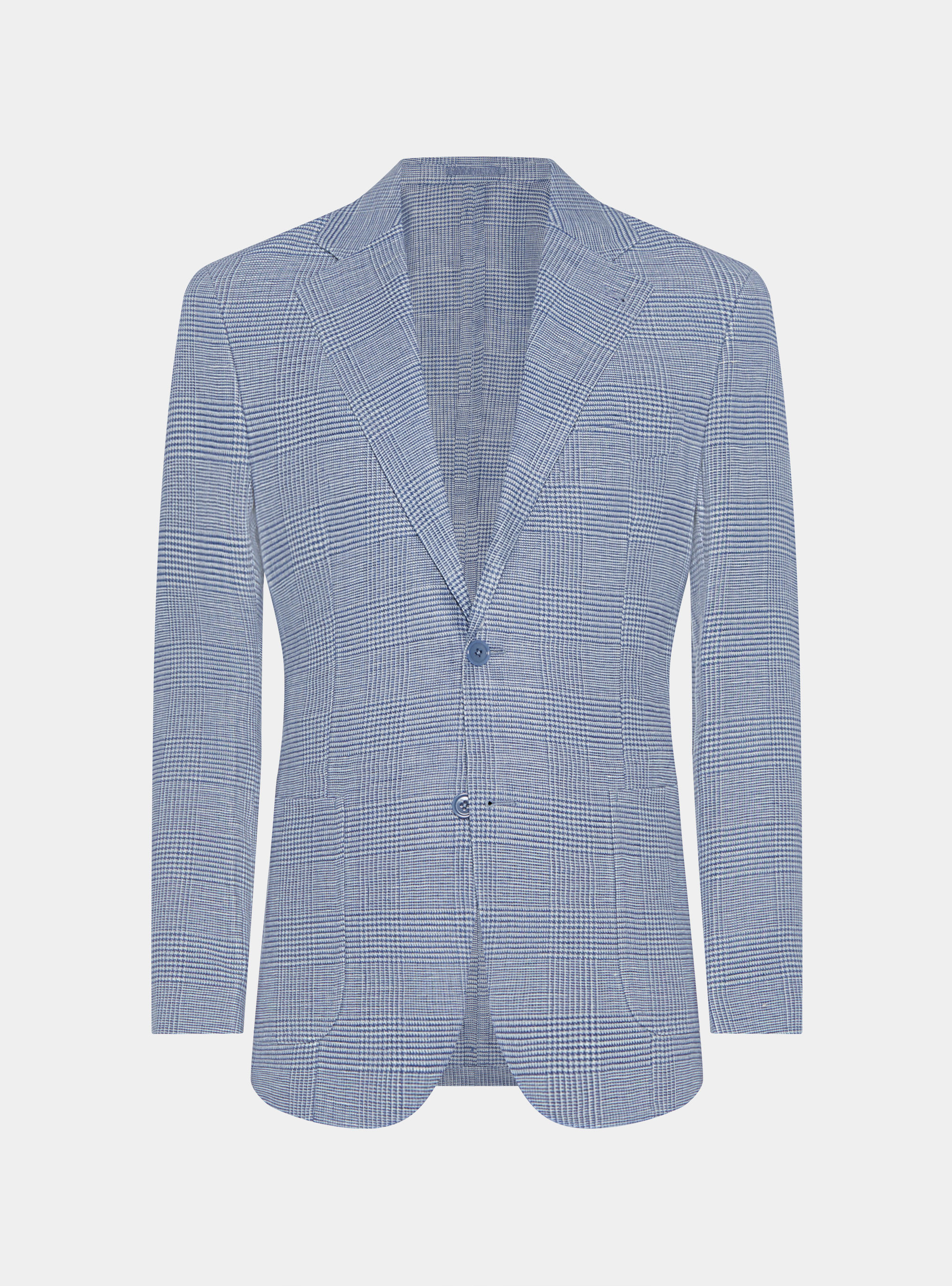 Prince of Wales blazer in pure linen, LIGHT BLUE
