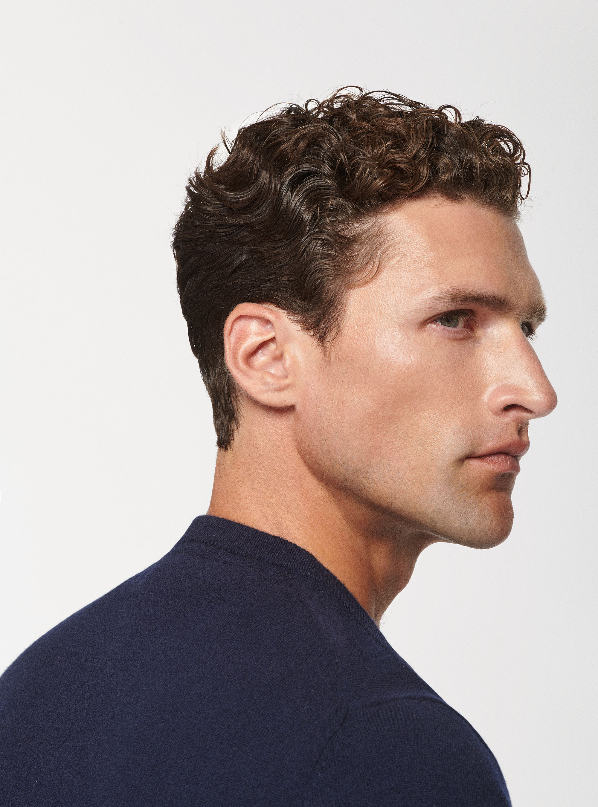 Pull à col ras du cou en lambswool et cachemire, BLEU MARINE