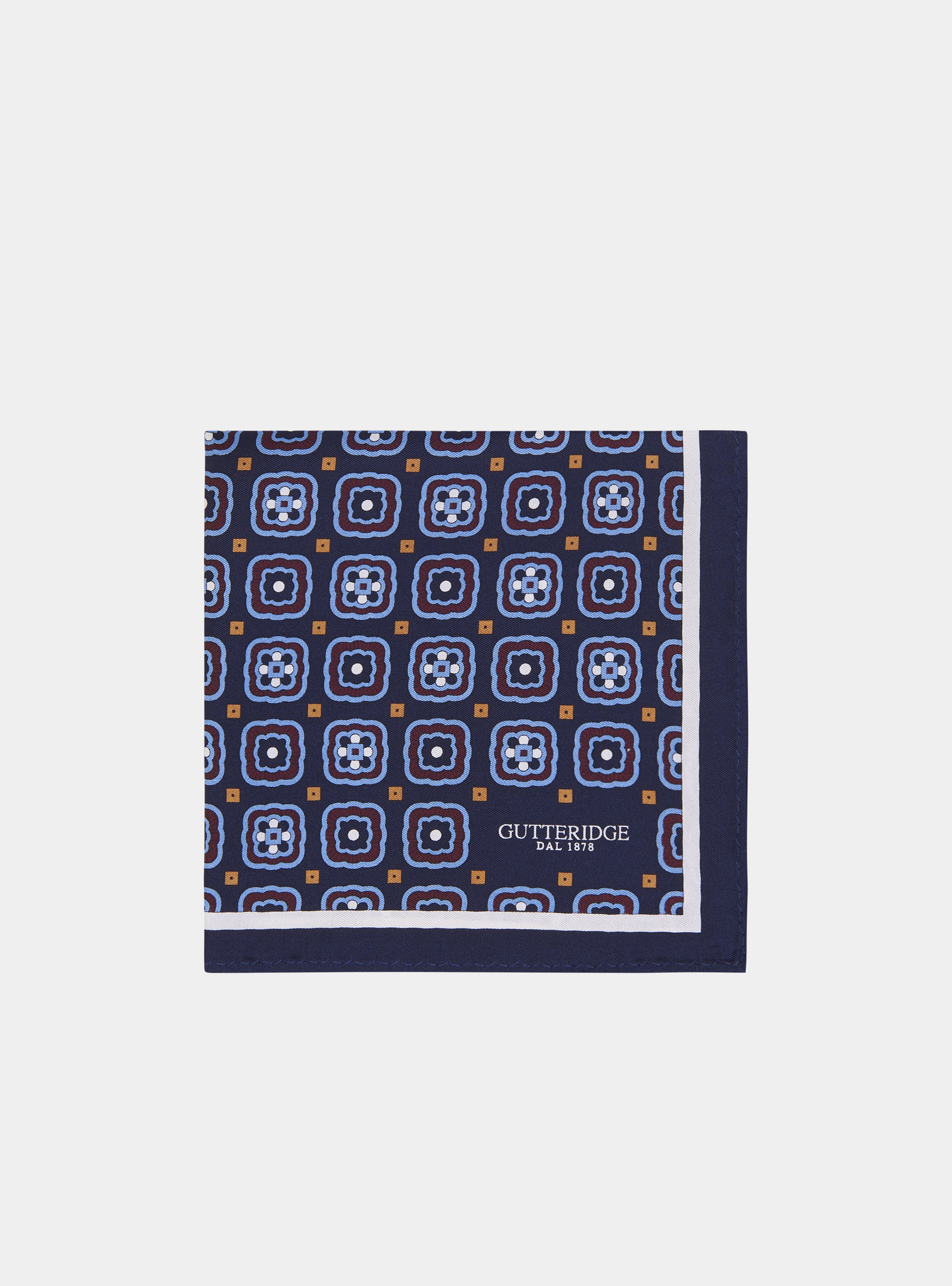 Pochette seta fantasia stampata, BLU NAVY