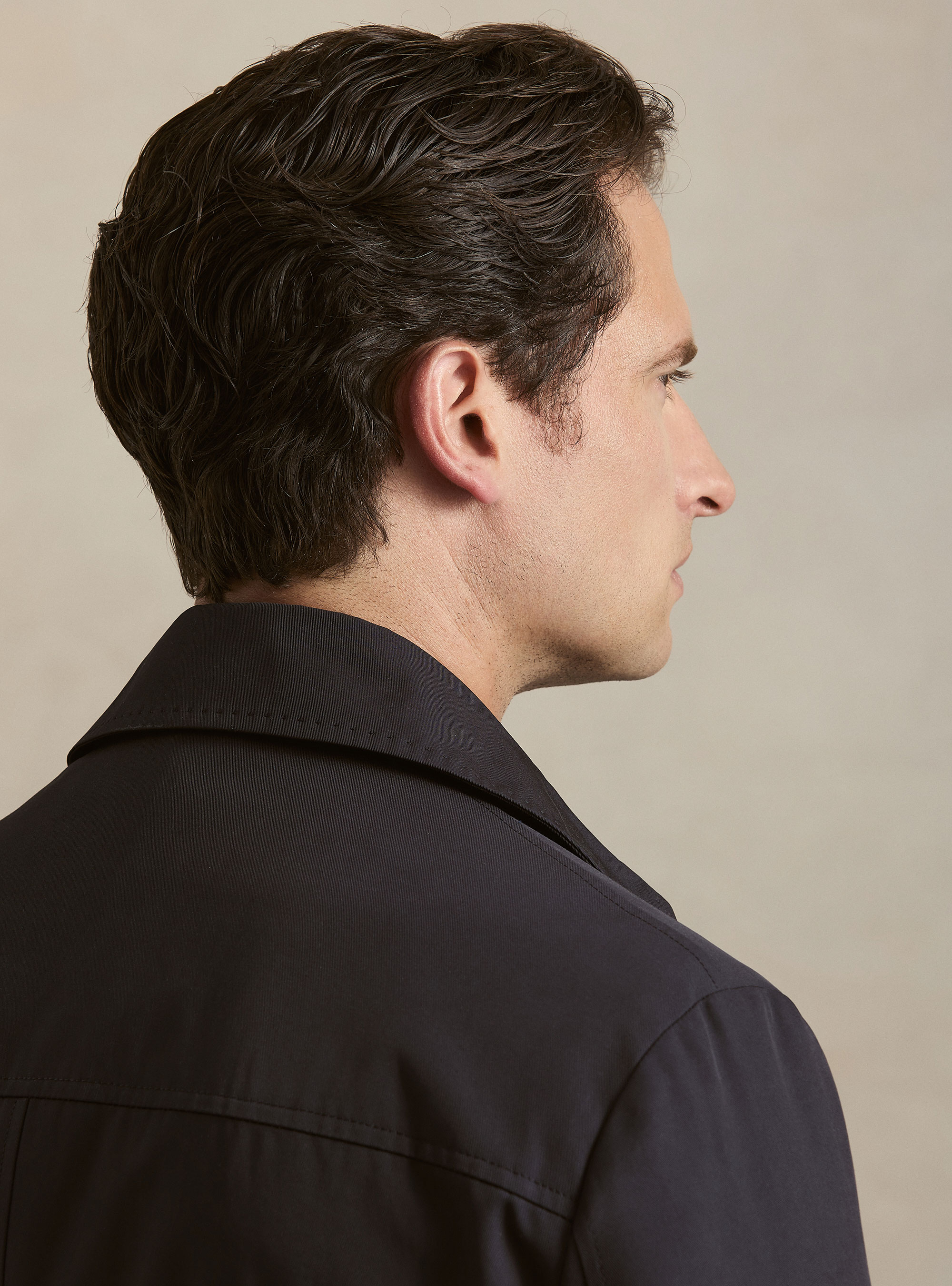 Double-breasted cotton blend trench coat, NAVY BLUE