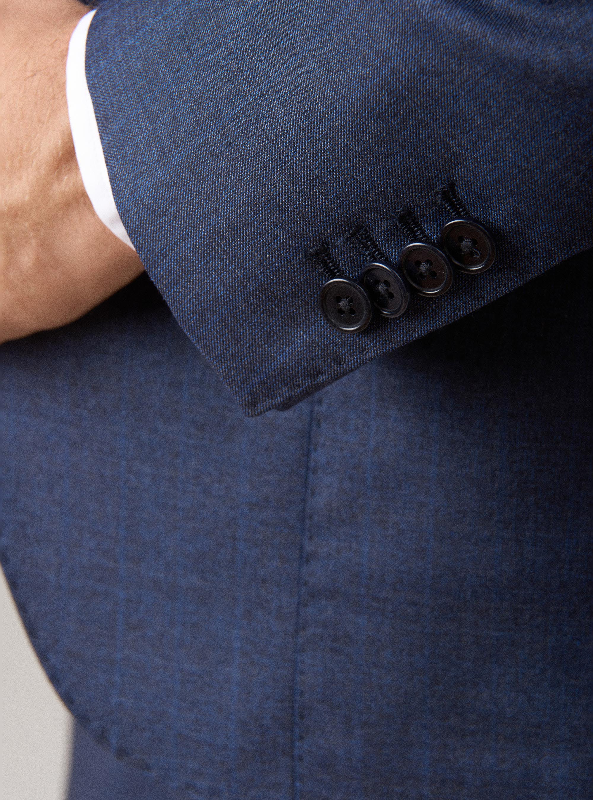 Giacca per abito in lana gessata, BLU NAVY