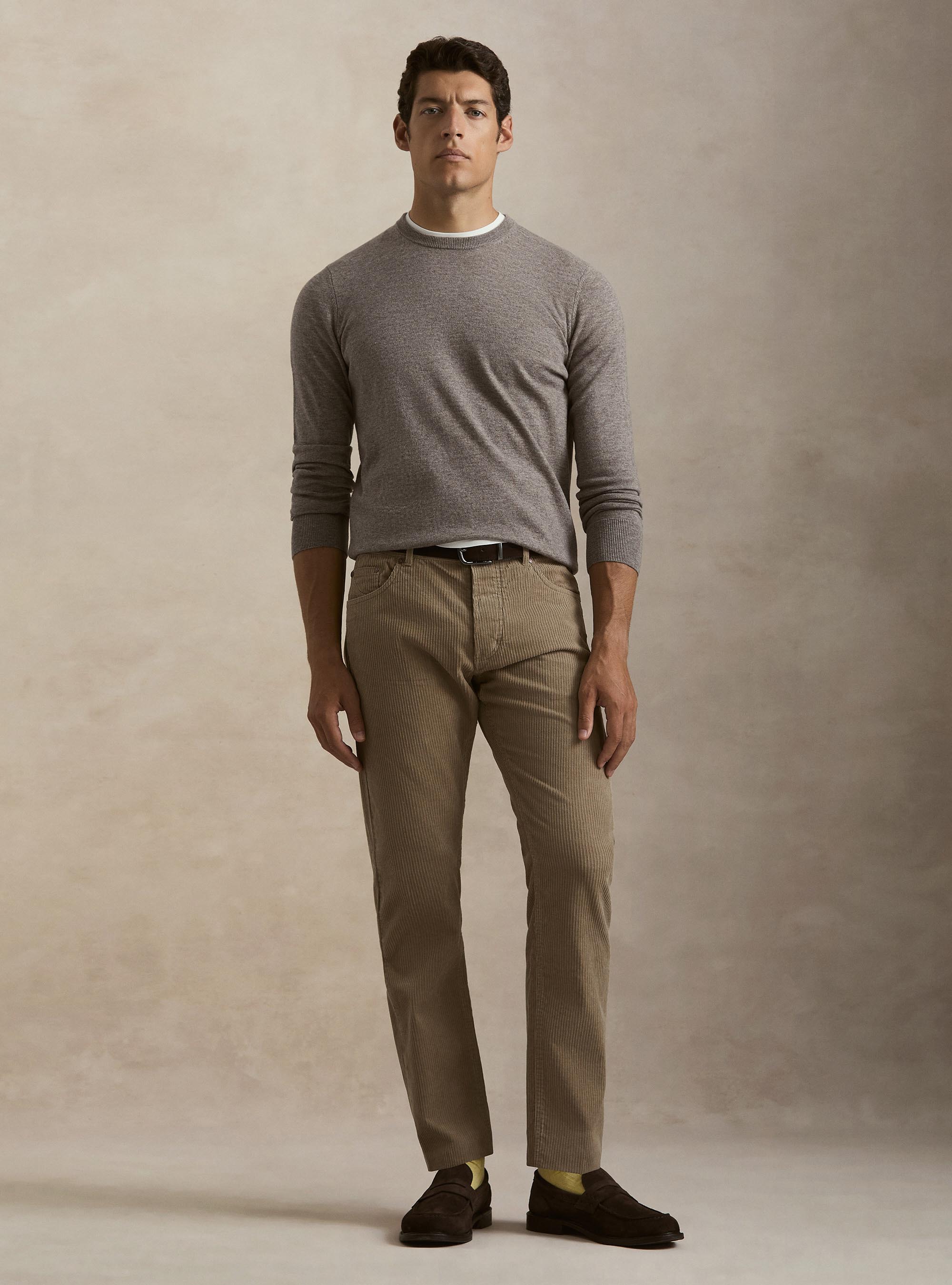 Girocollo in maglia in lana poliammide cashmere, TORTORA 0542C