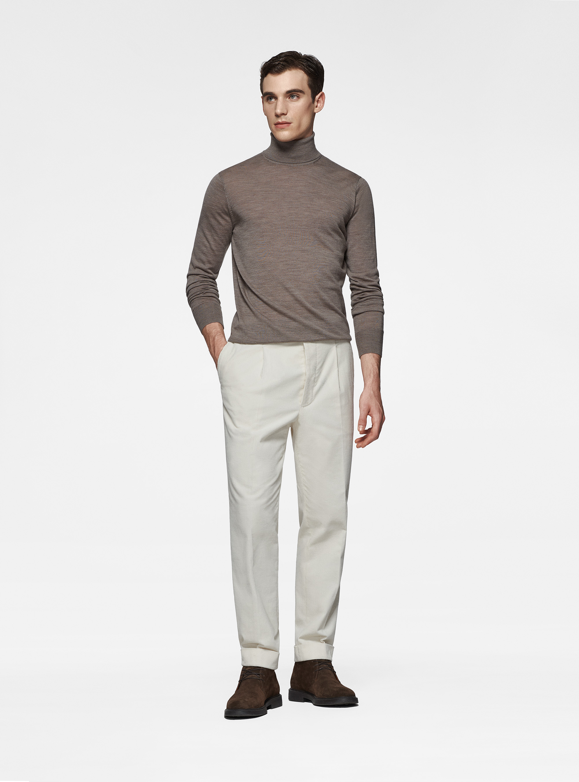 Dolcevita in pura lana merino extrafine, FANGO