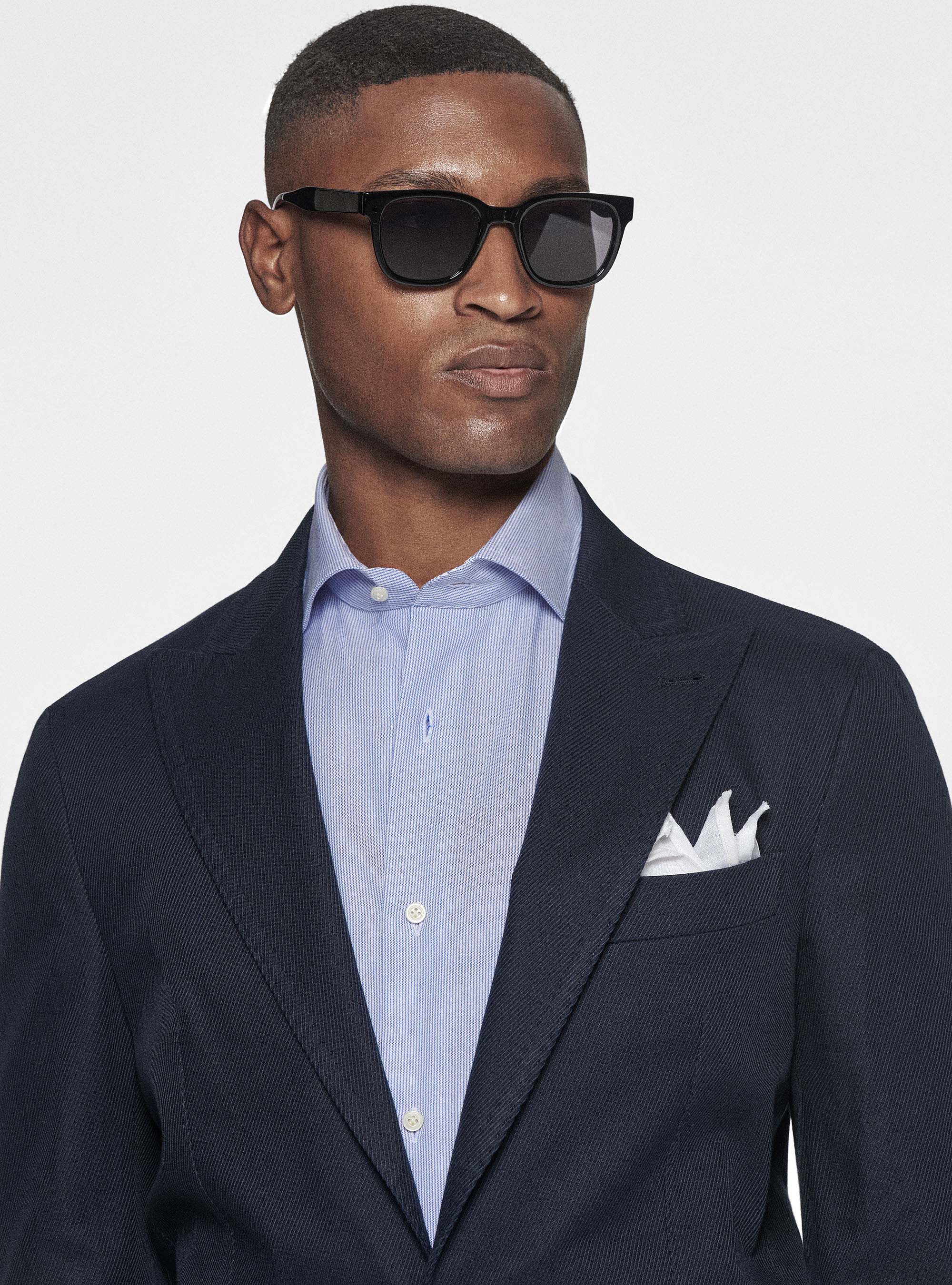 Giacca in cotone diagonale, BLU NAVY