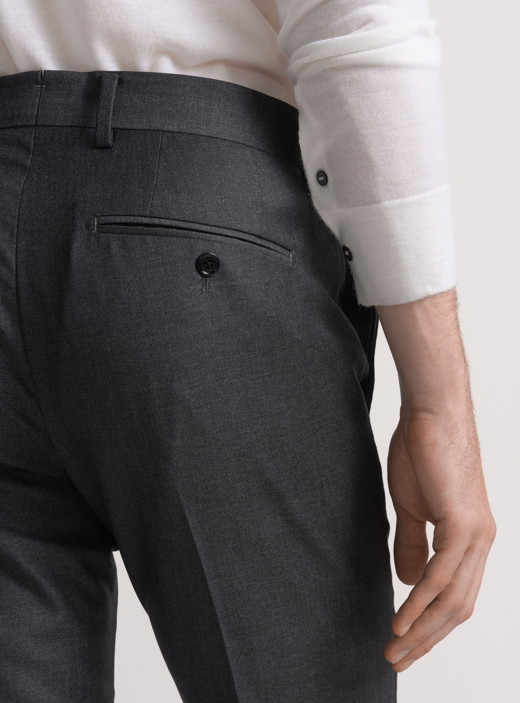 Pantaloni per abito in pura lana Vitale Barberis Canonico, ASFALTO