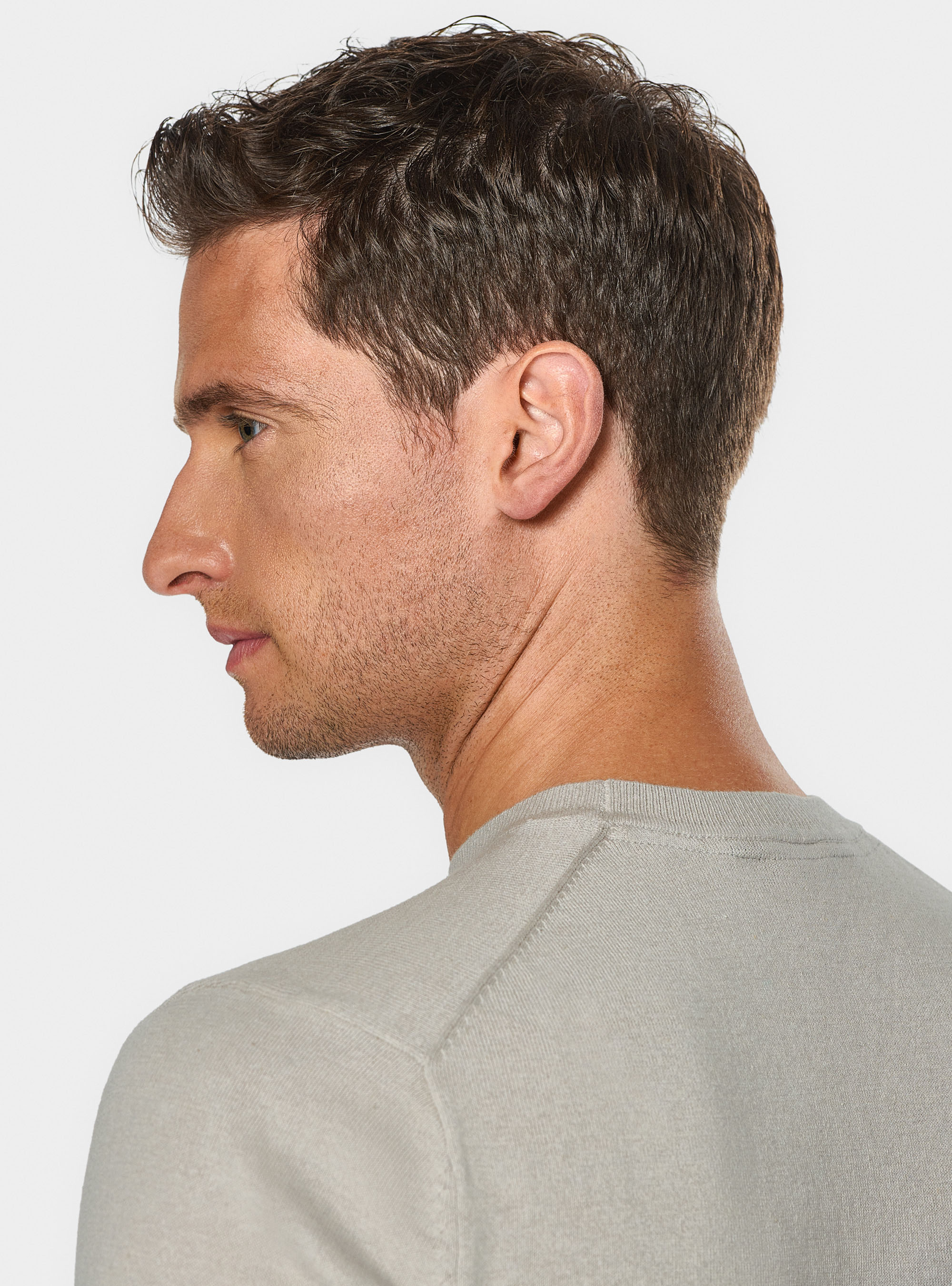 Tricot &agrave; col rond en coton soie et cachemire, PERLA 0178C