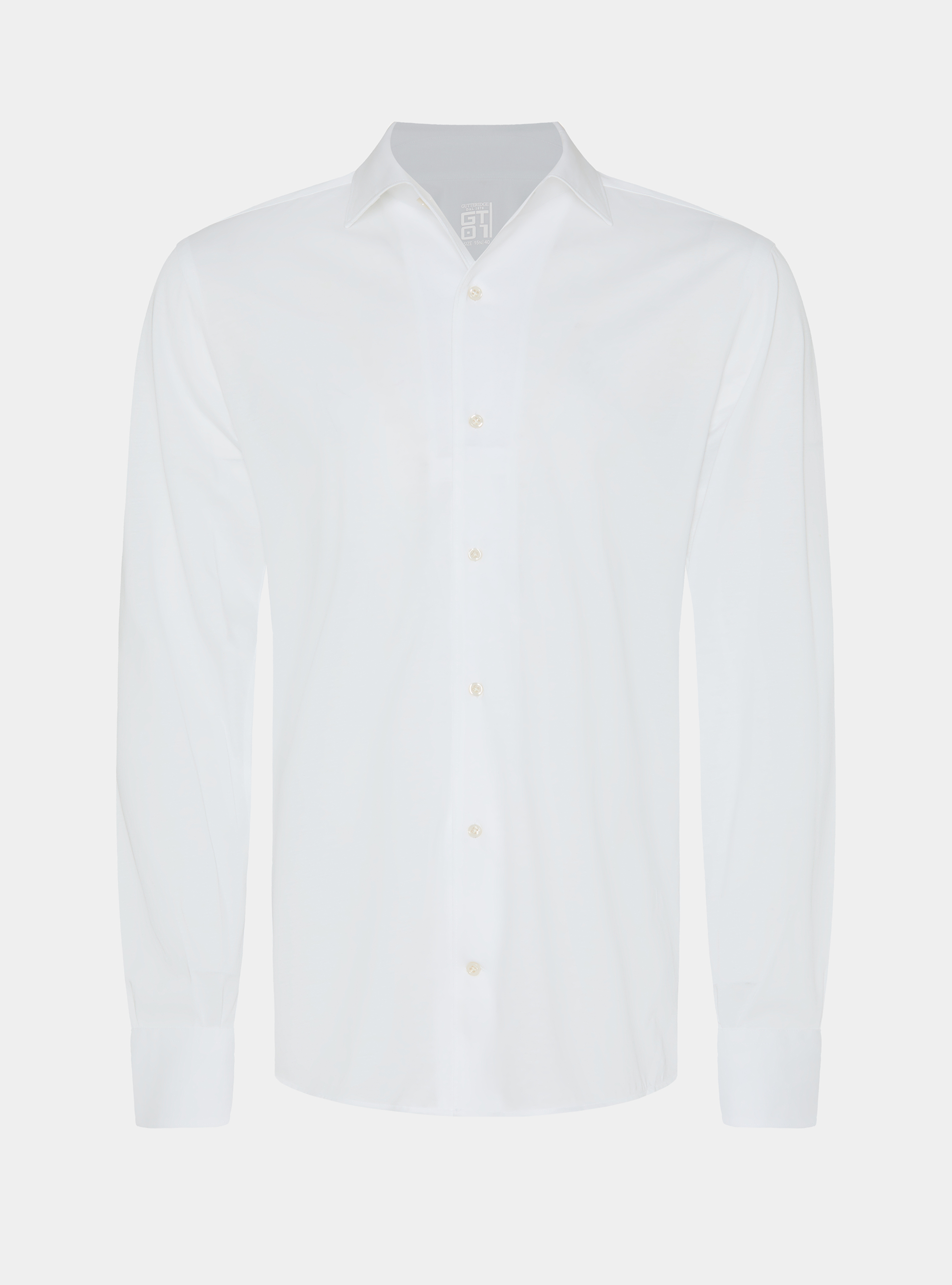Camicia in jersey misto cotone paramontura, BIANCO