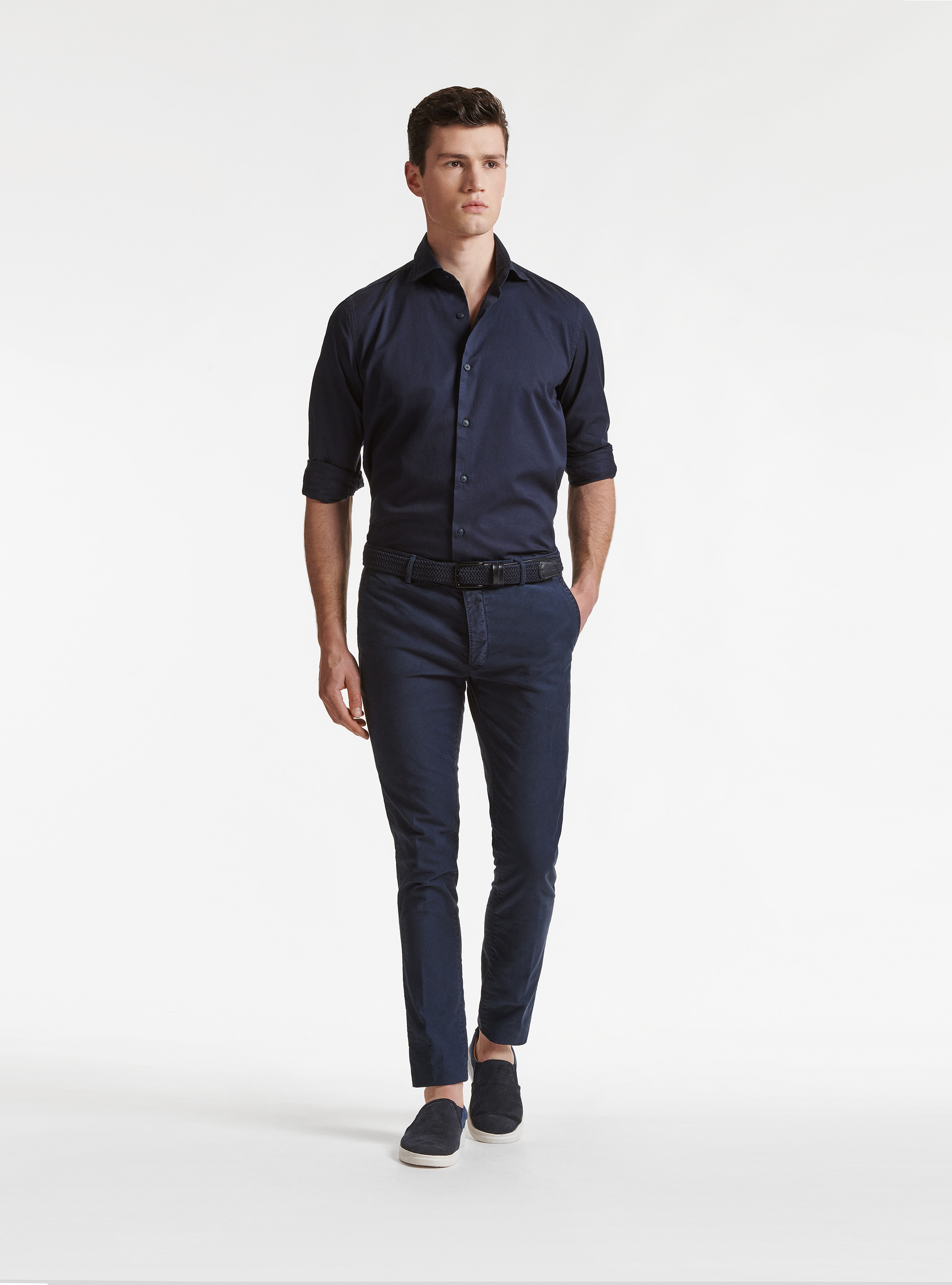 Camicia in cotone tinto in capo, BLU NAVY