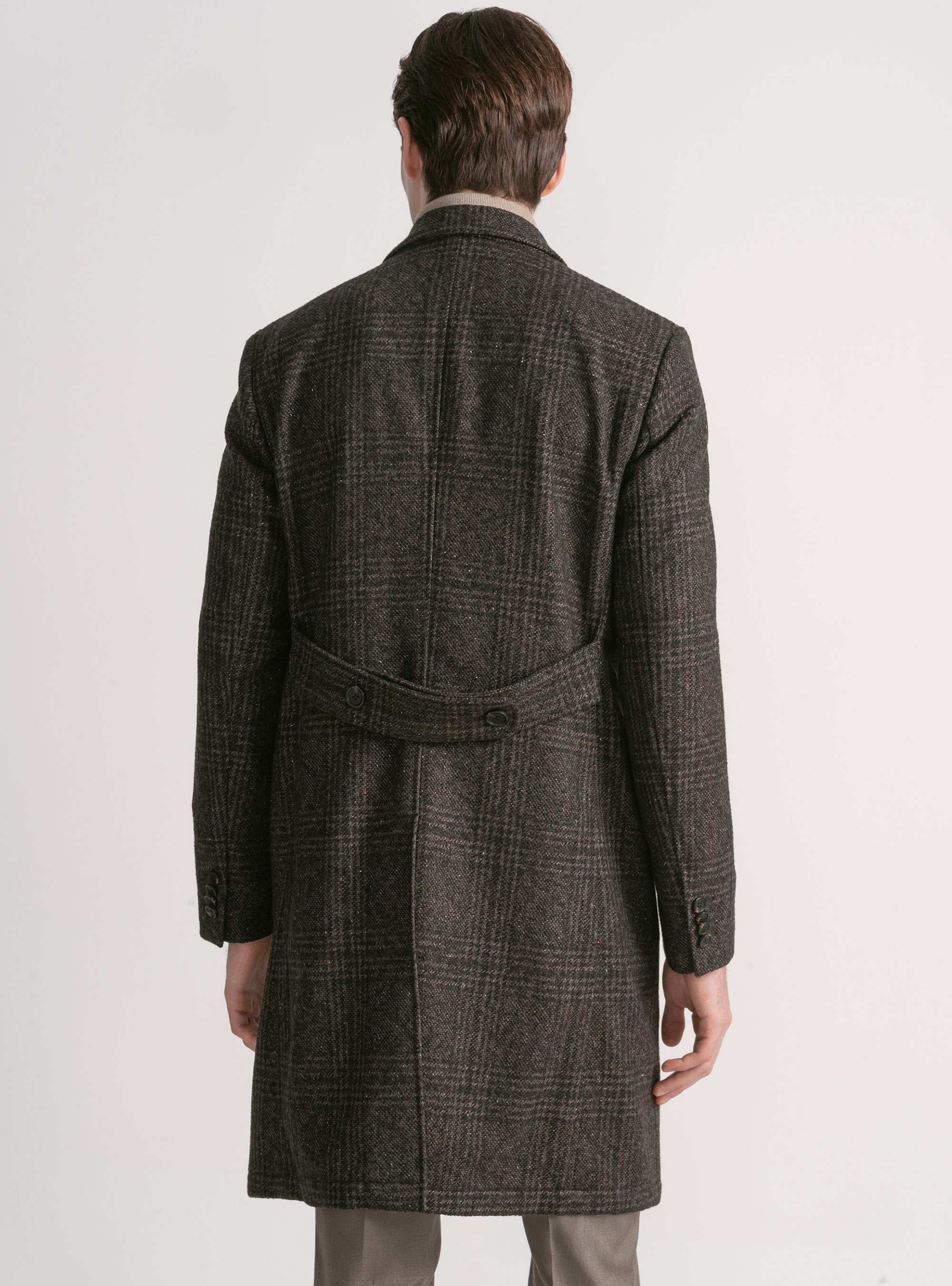 Fancy double-breasted coat in cashmere blend, BROWN