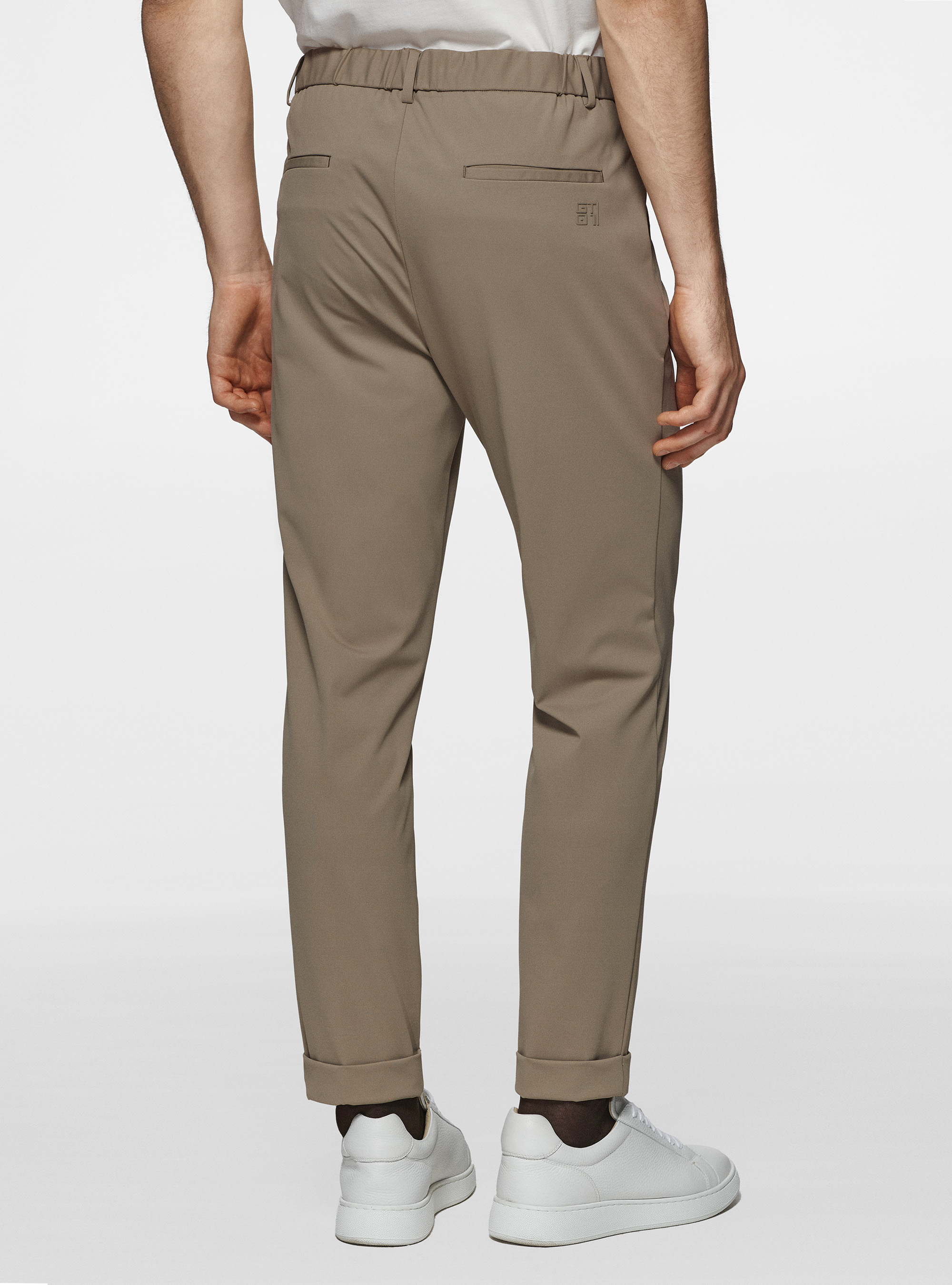 GT01 trousers in stretch nylon, MUD
