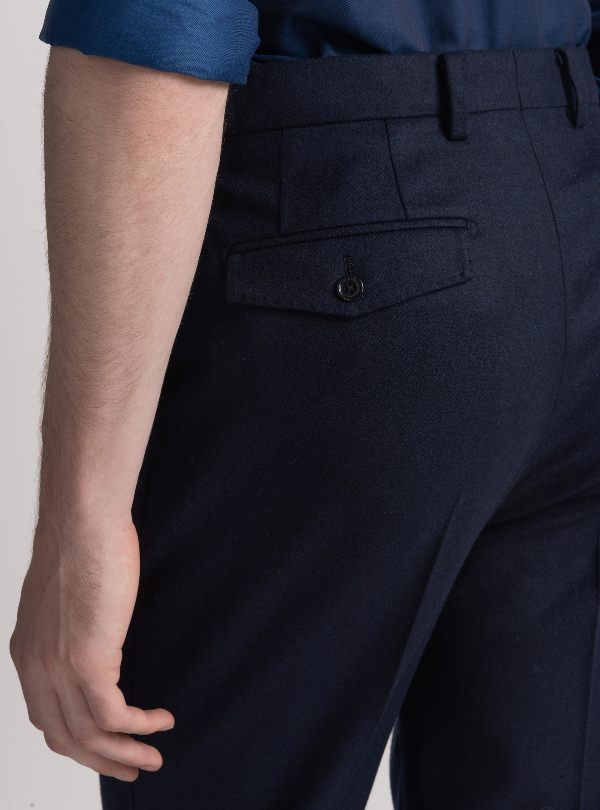 Pantaloni con pince in flanella, BLU NAVY