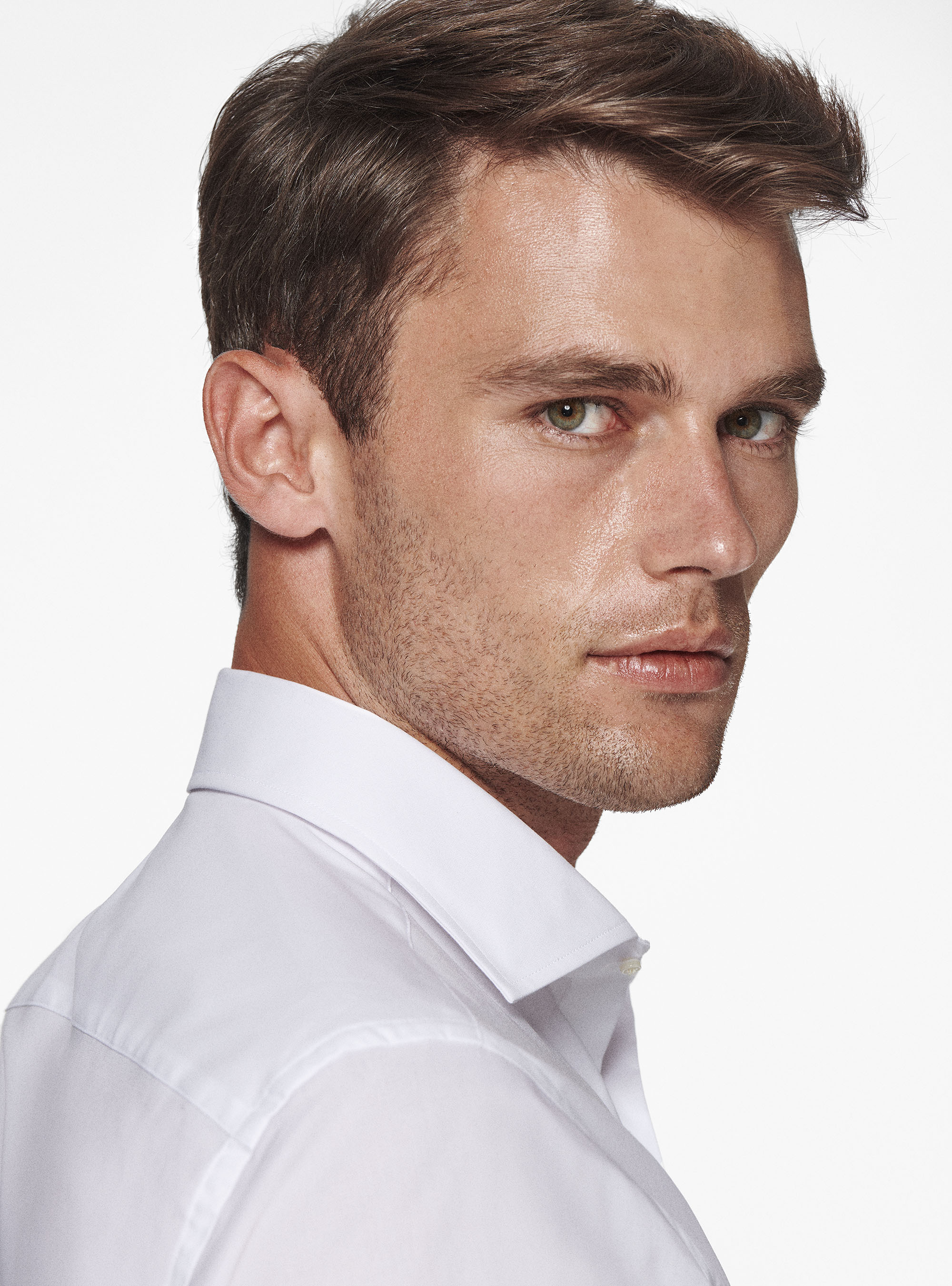 Camisa de popelina elástica, BLANCO