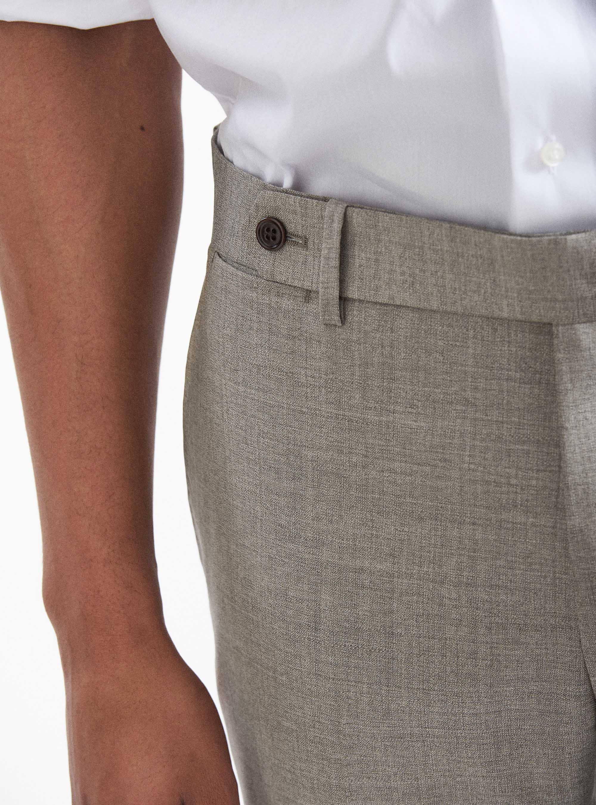 Pantaloni per abito in pura lana tessuti Vitale Barberis Canonico, ECRU