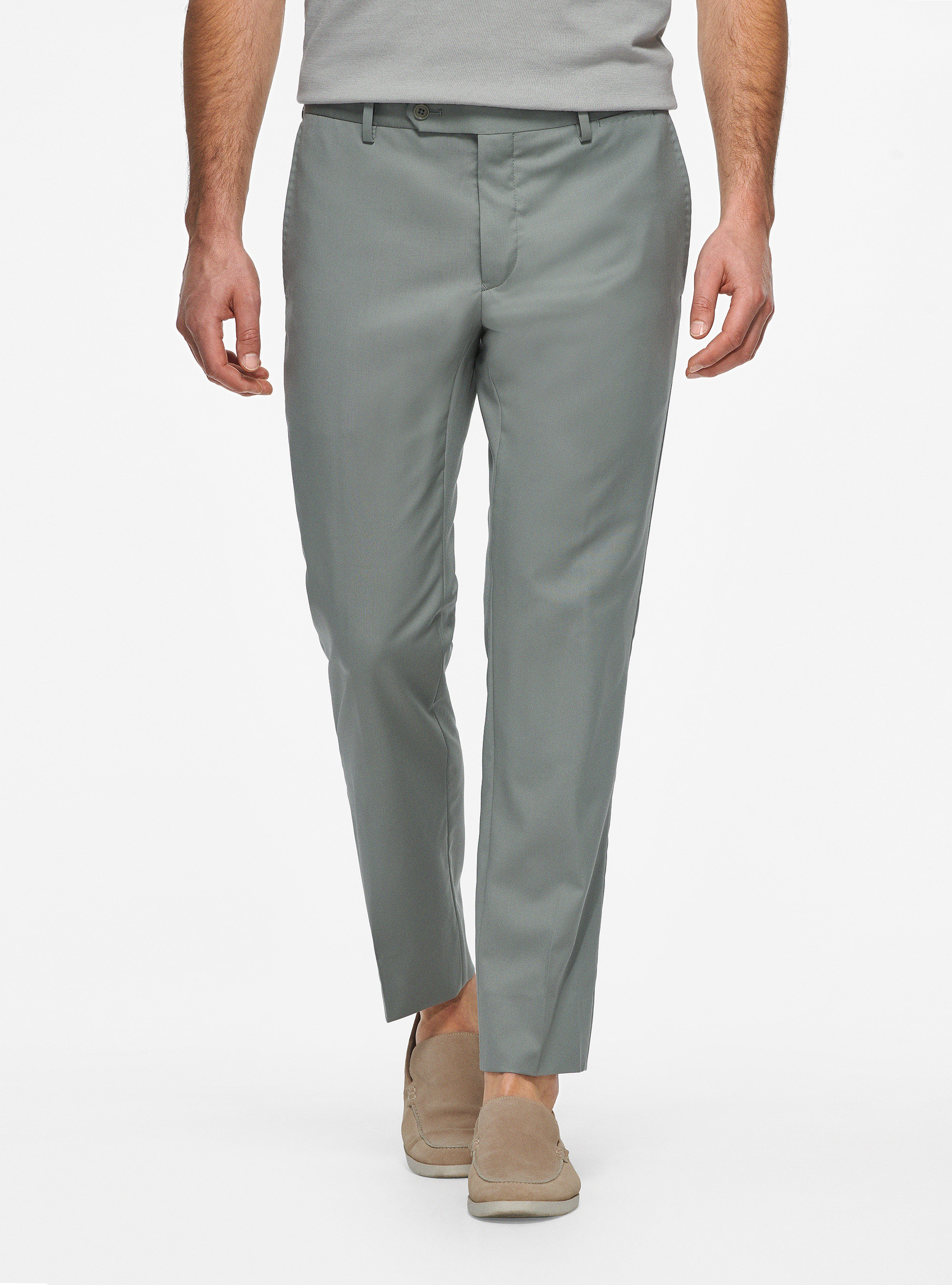 Trousers in pure 110's superfine wool, SALVIA 0602C