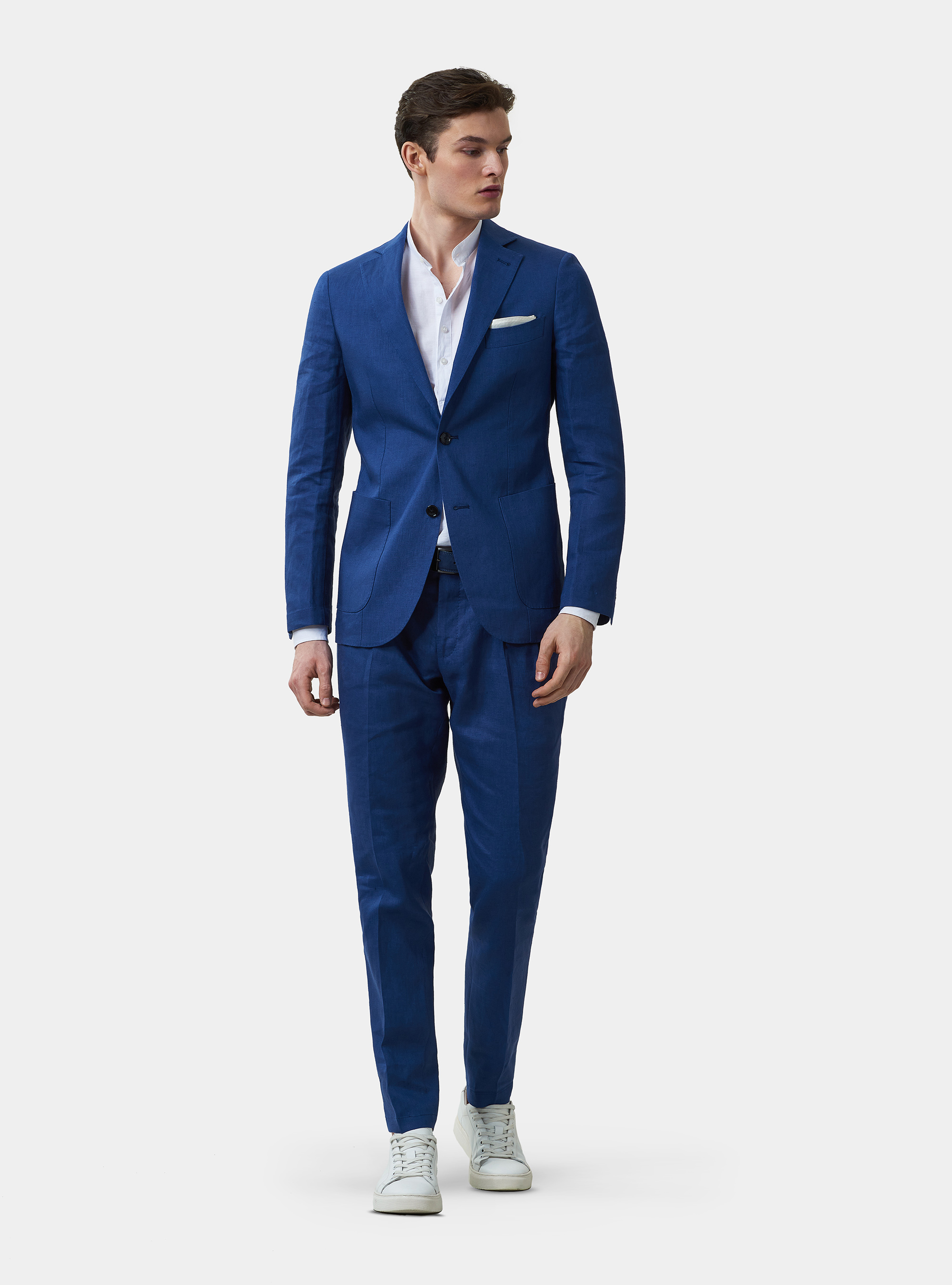 Pantaloni per abito in puro lino, BLU
