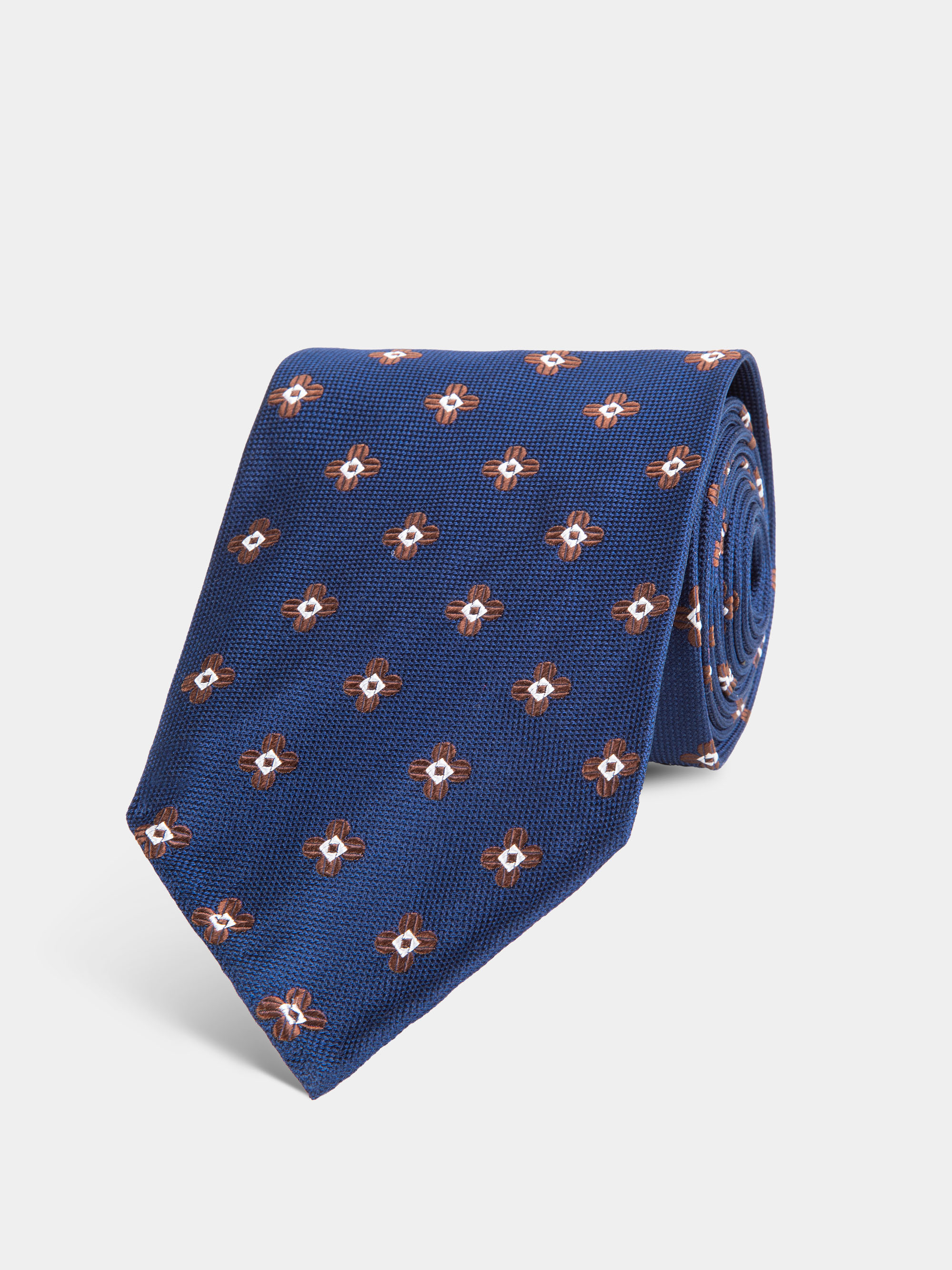 Silk tie with jacquard pattern, NAVY BLUE