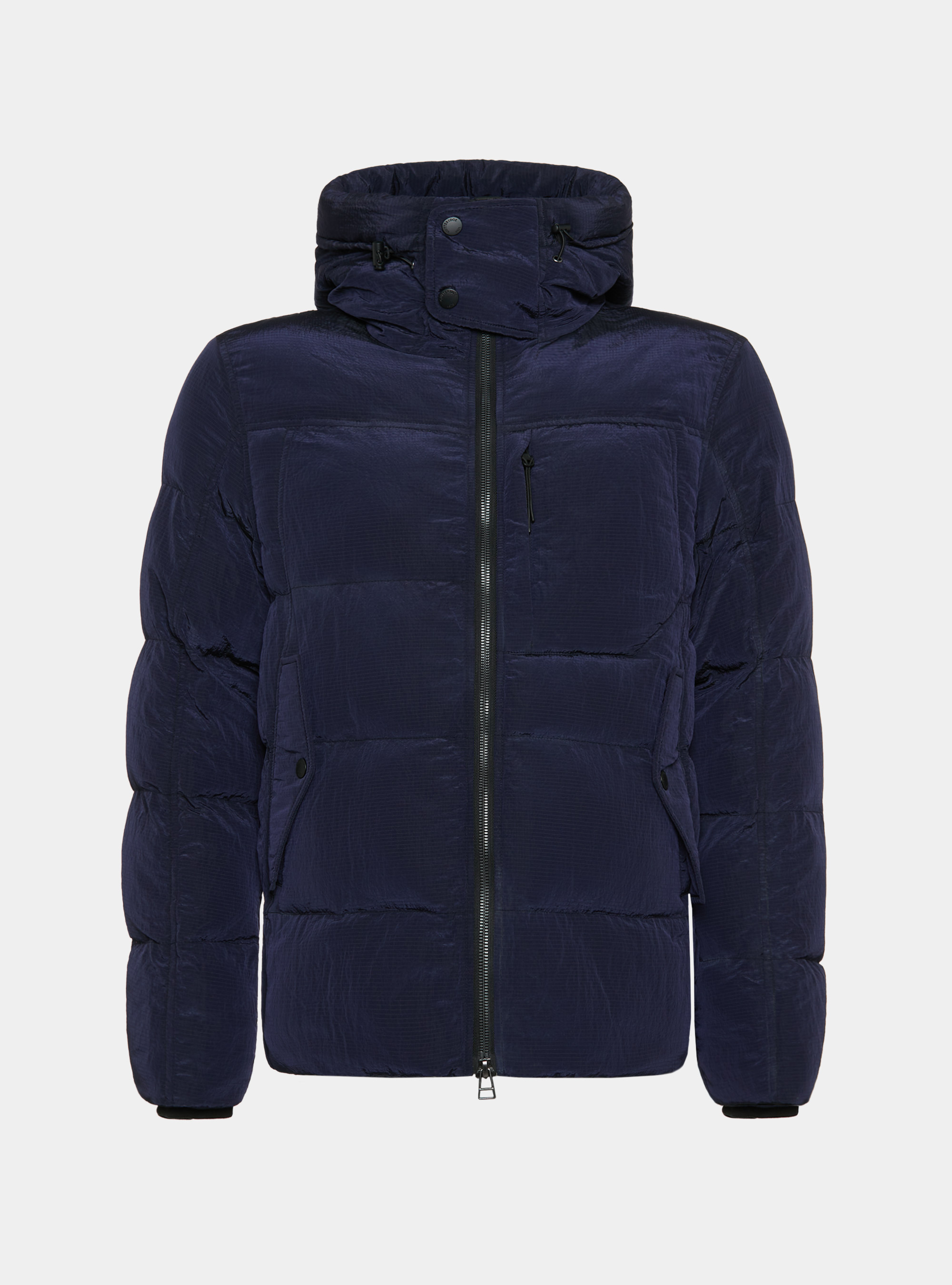 Giubbino tecnico in nylon ripstop con cappuccio, BLU NAVY