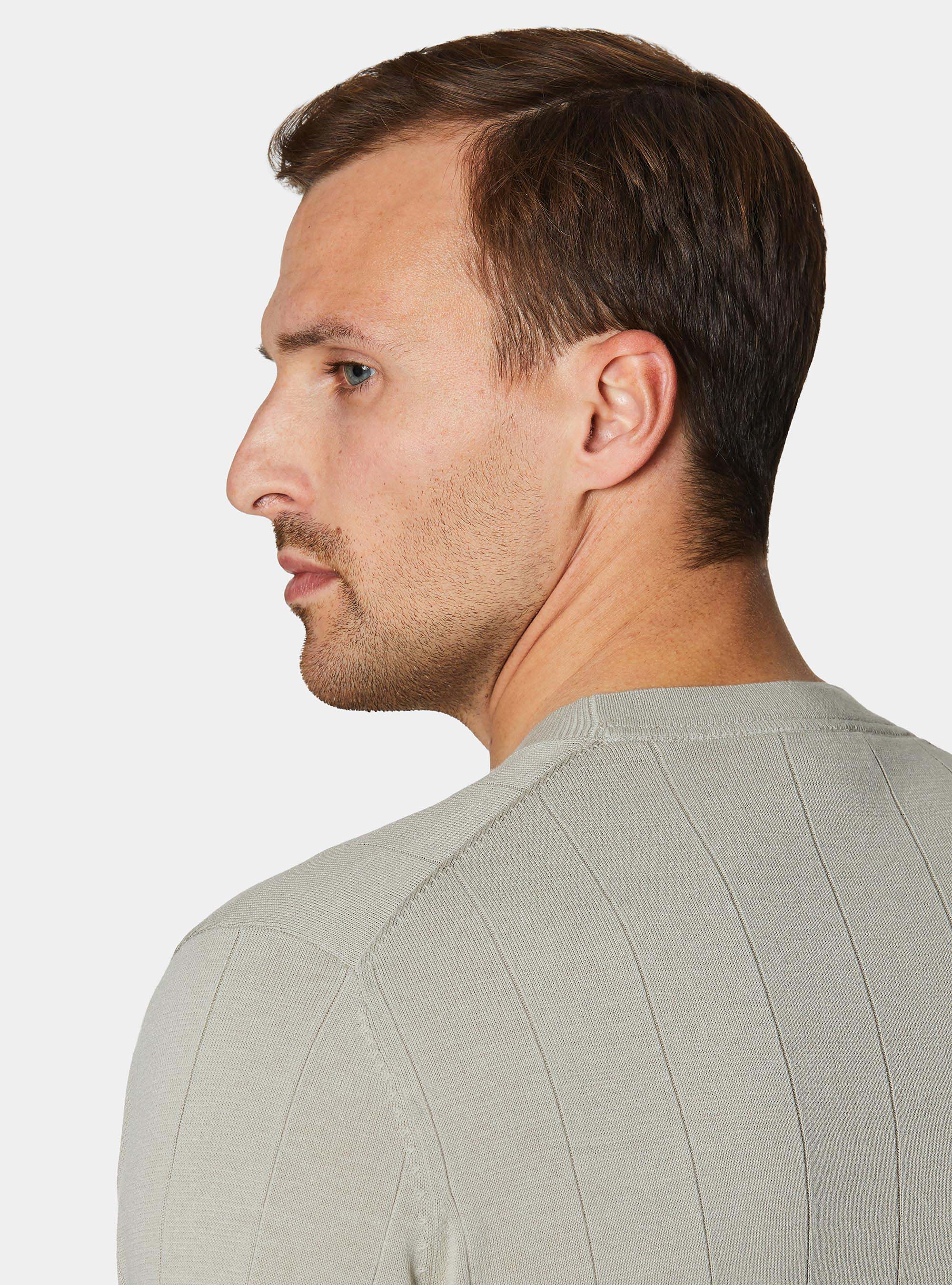 Maglia in puro cotone costa piatta, SABBIA