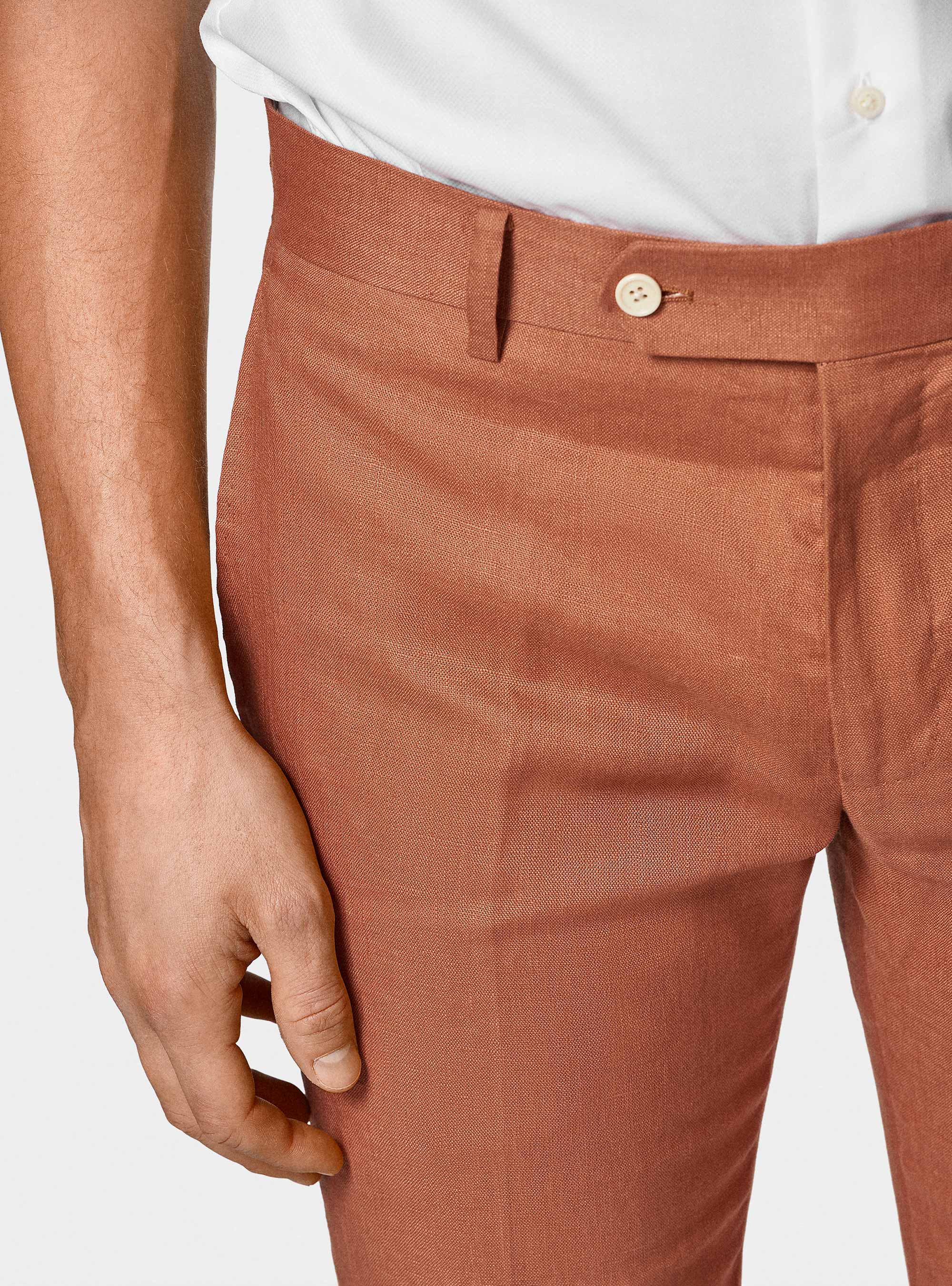 Pure linen suit trousers, ROSA SALMONE 0468C