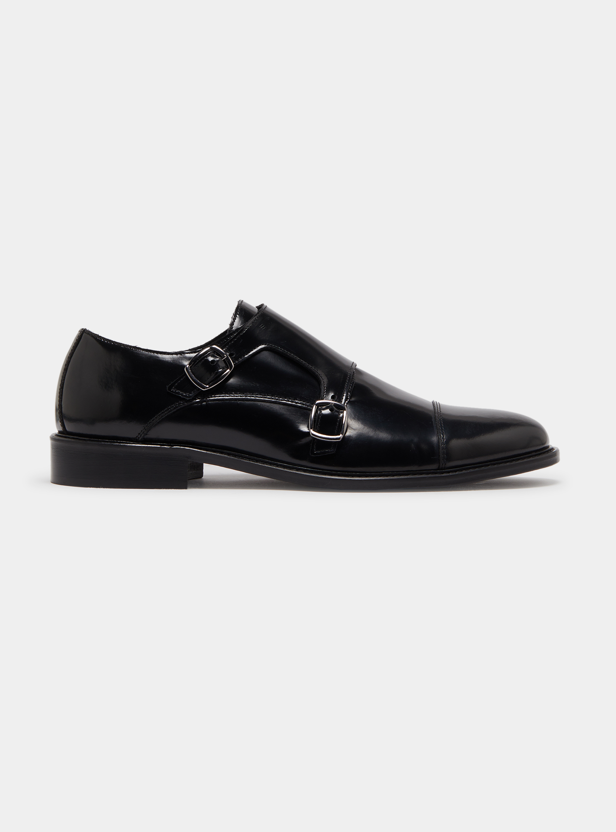 Monk strap in pelle abrasivata, NEGRO