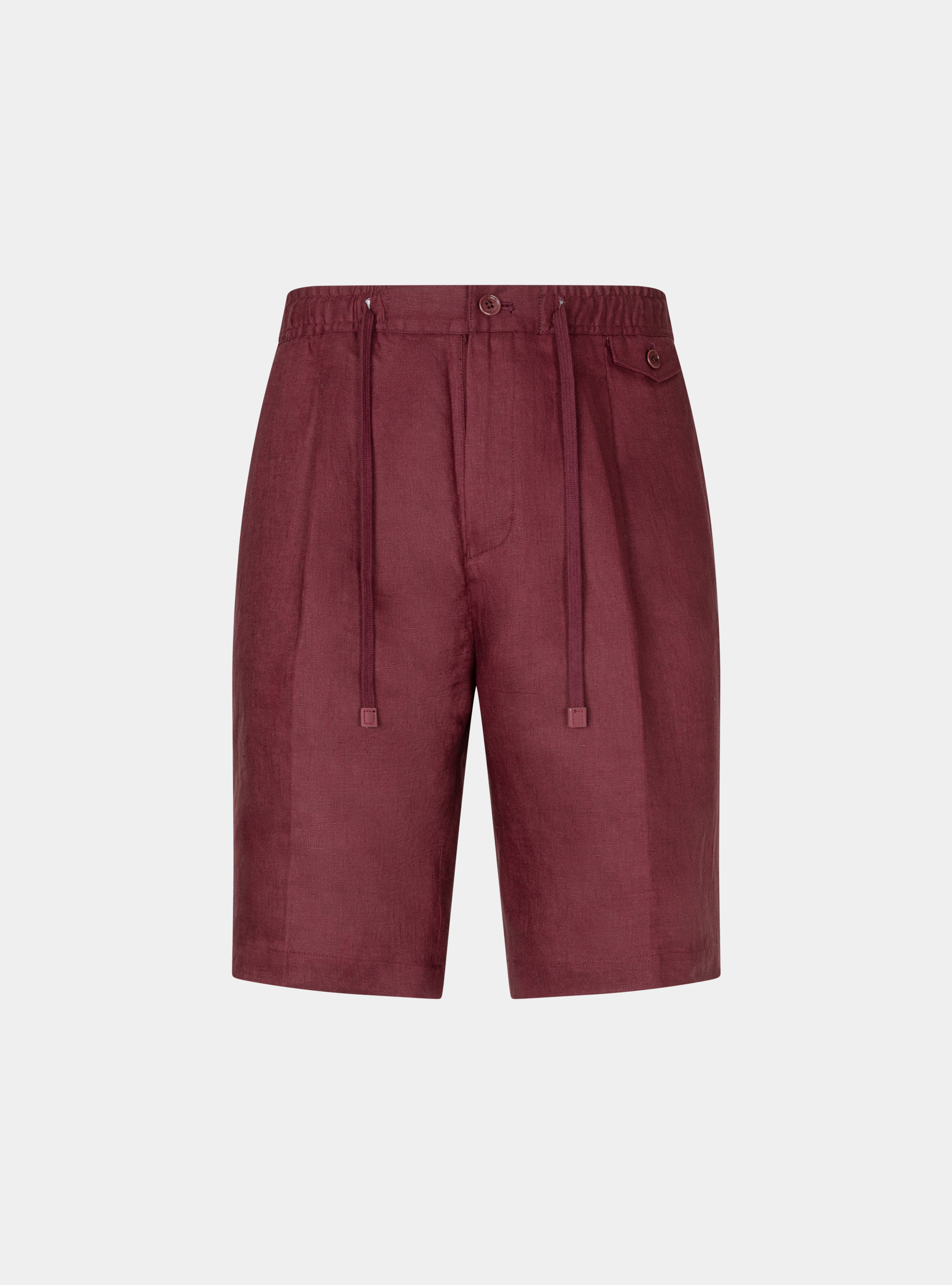 Bermuda tinta unita in puro lino, BORDEAUX