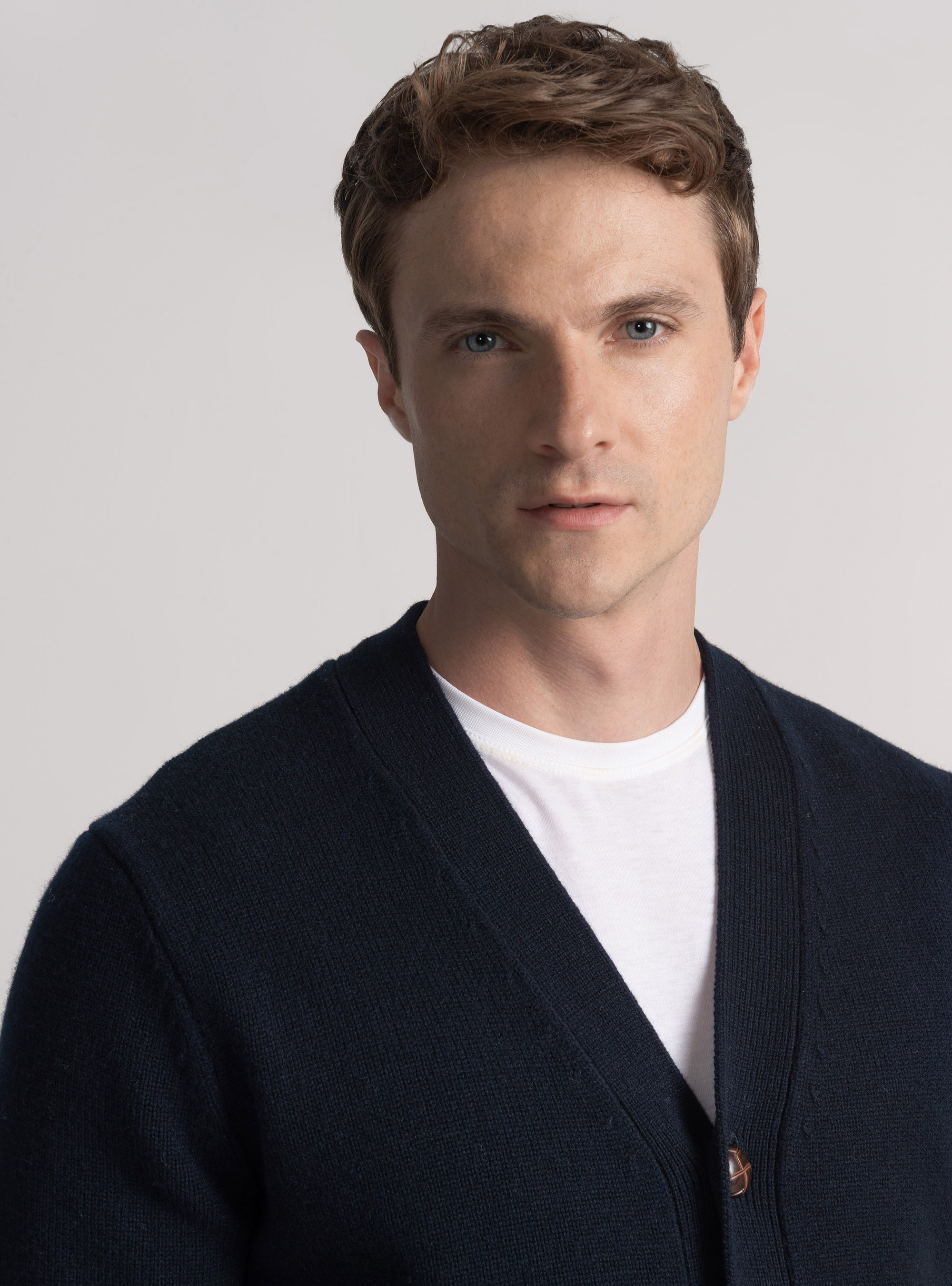 Cárdigan de lana y cachemira, AZUL MARINO