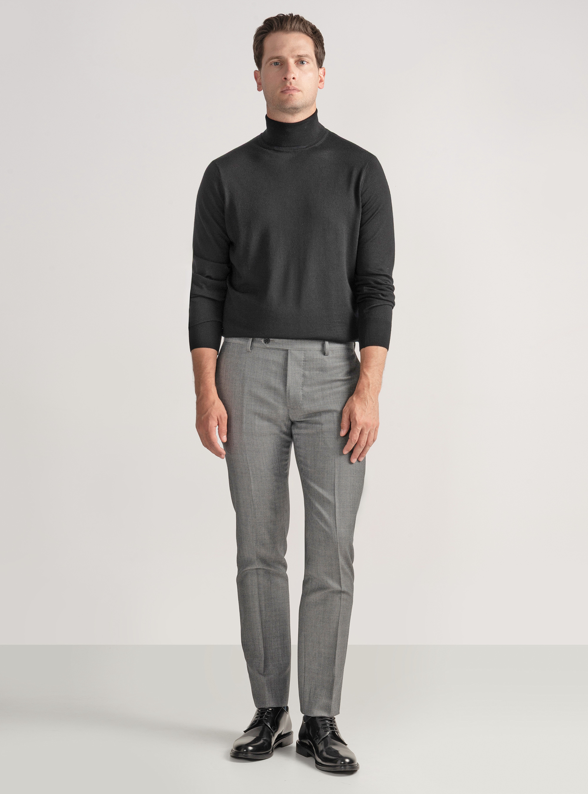 Pantaloni per abito in lana occhio di pernice Vitale Barberis Canonico, GRIGIO CHIARO
