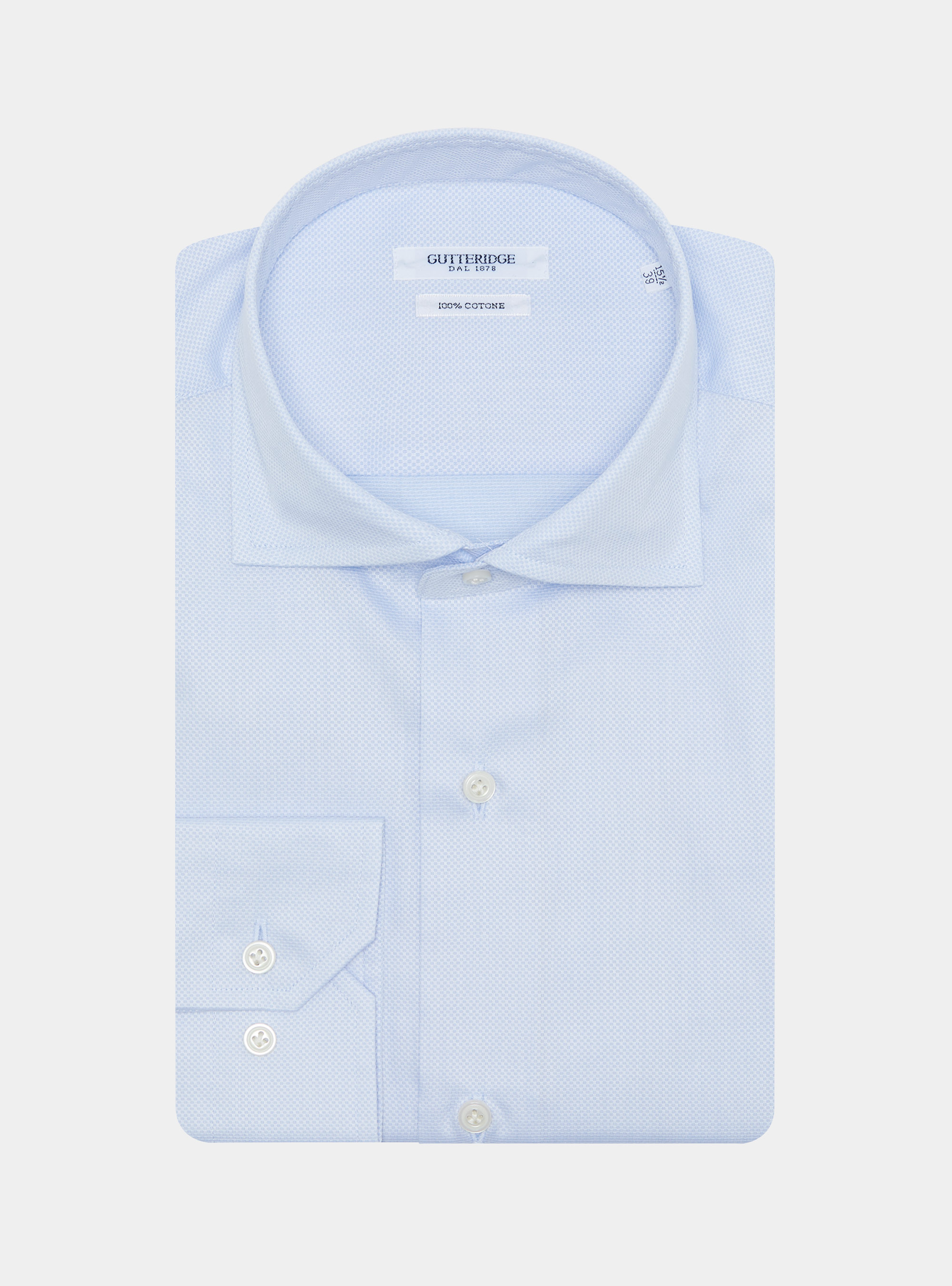 Camicia in puro cotone operato, AZZURRO