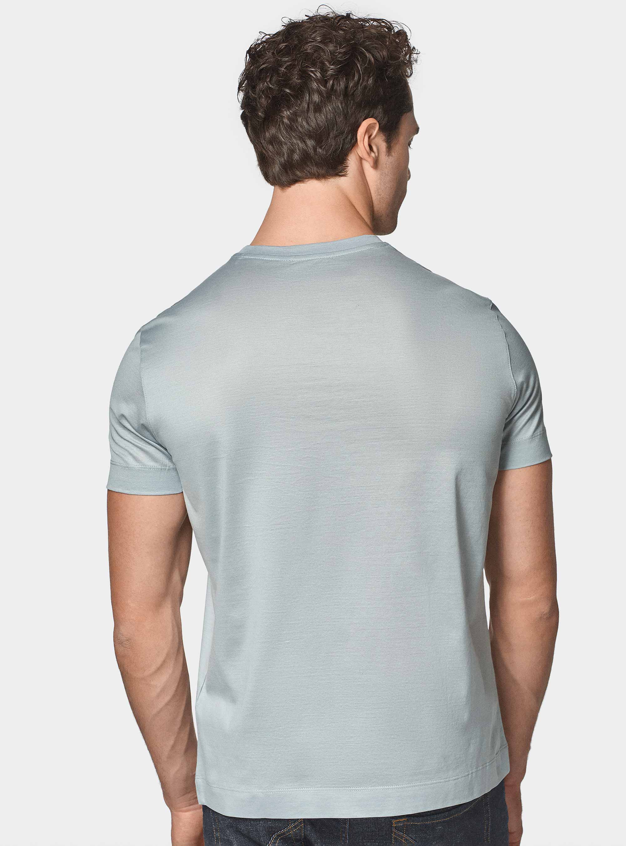 T-shirt mezza manica in filo di scozia, GRIGIO CHIARO