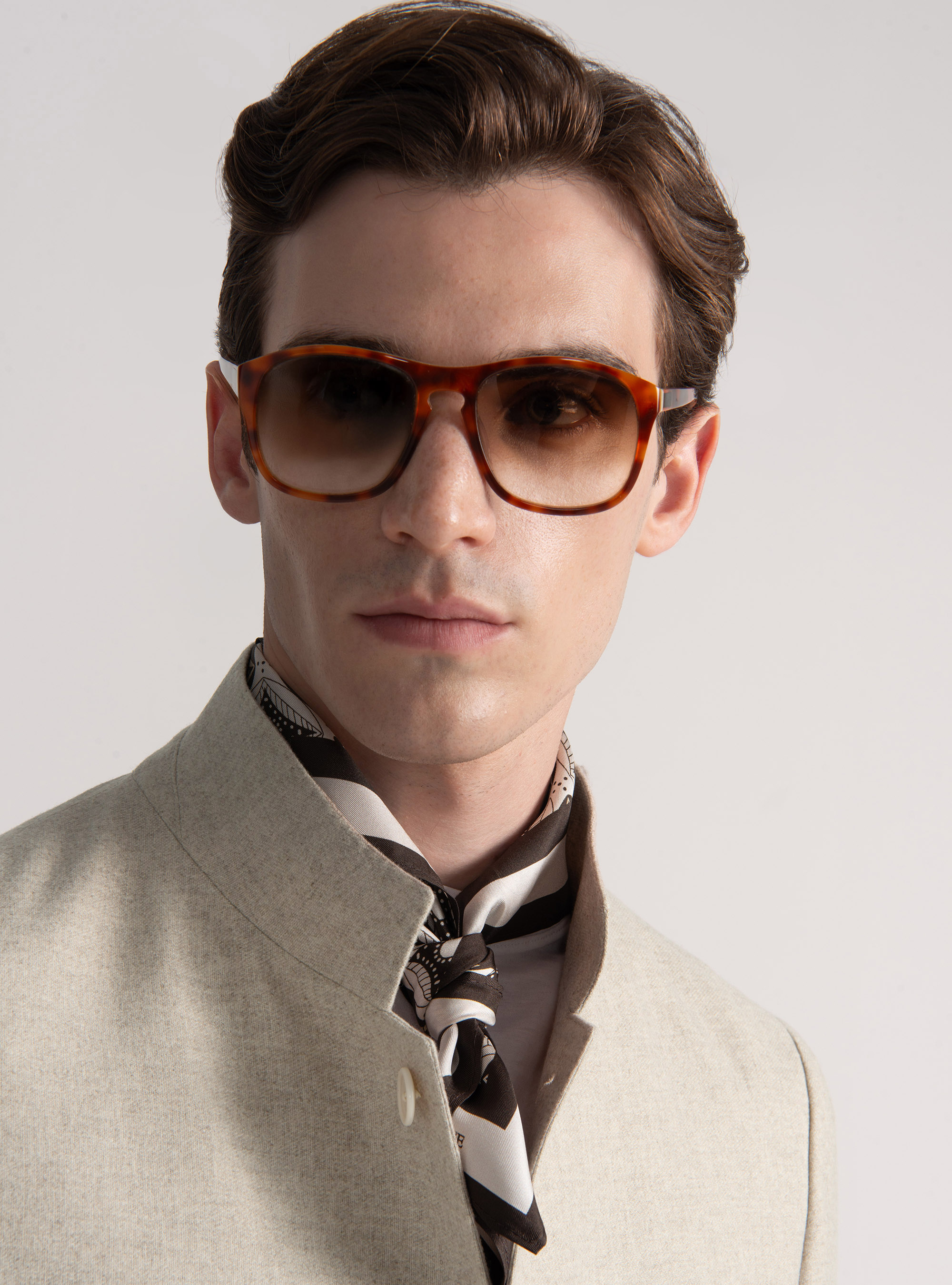 Americana coreana en franela de lana ligera, CRUDO