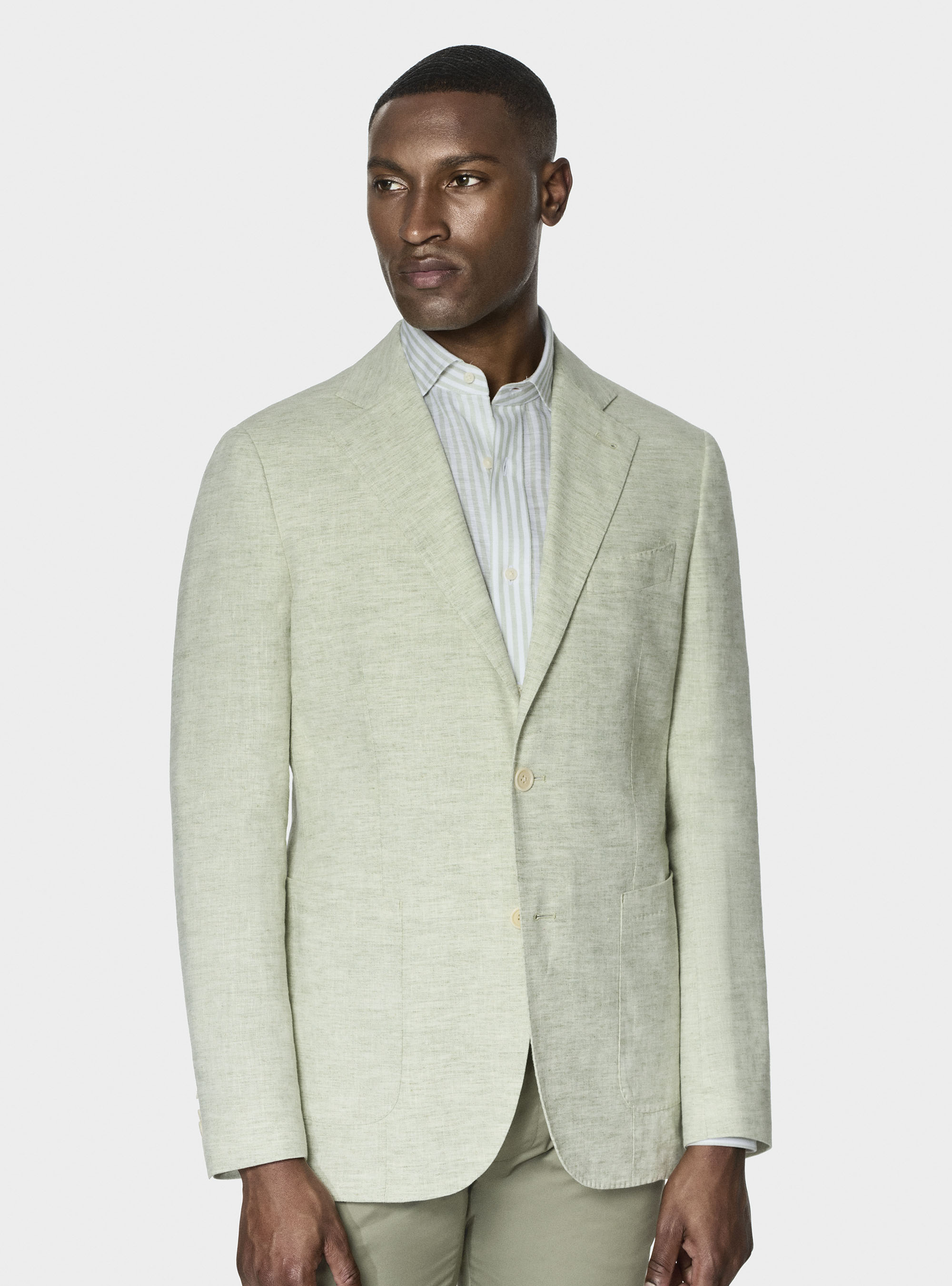 Giacca in misto lino fiammato, 0620C VERDE CHIARO