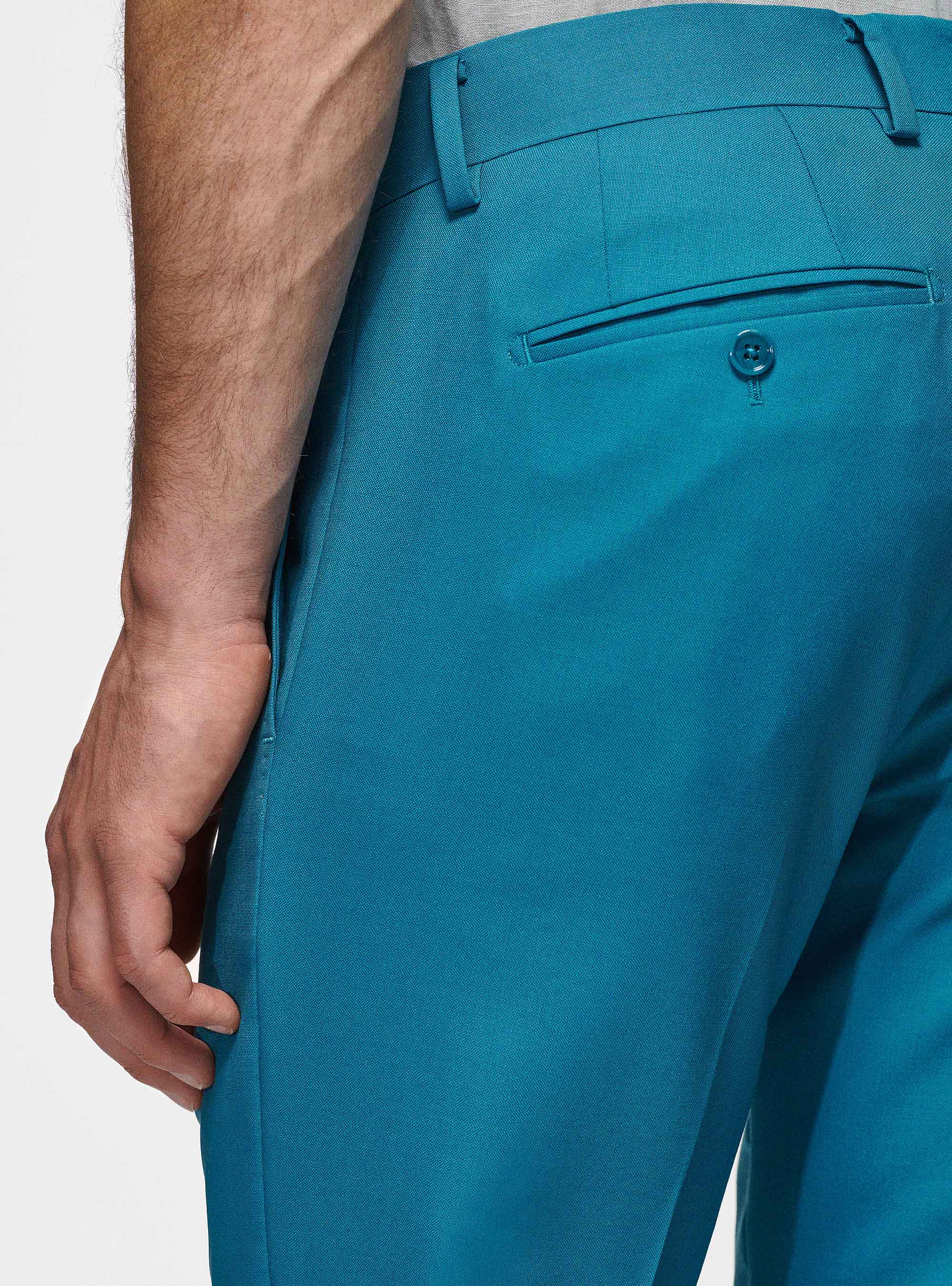 Pantaloni in pura lana Vitale Barberis Canonico, PETROLIO