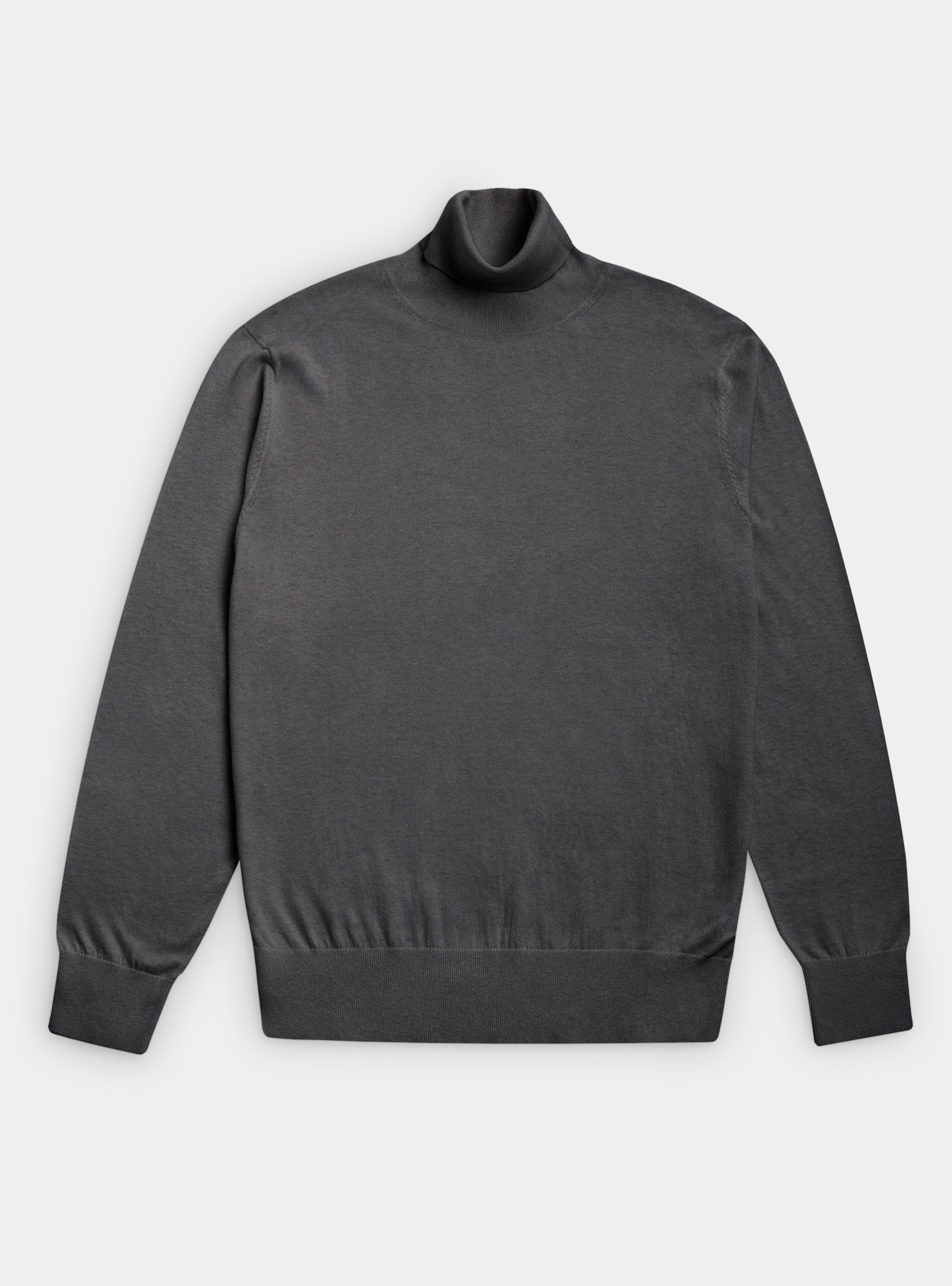 Maglia dolcevita in cotone seta e cashmere, ASFALTO