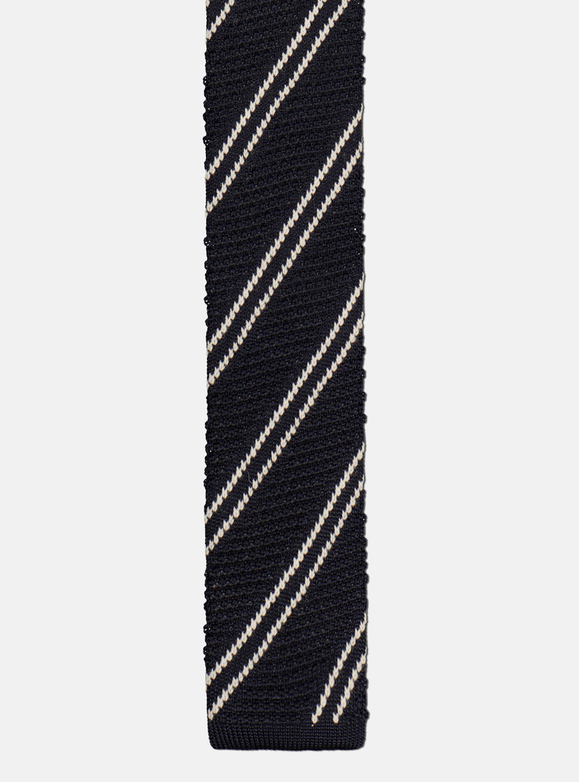 Knitted diagonal stripes tie, NAVY BLUE