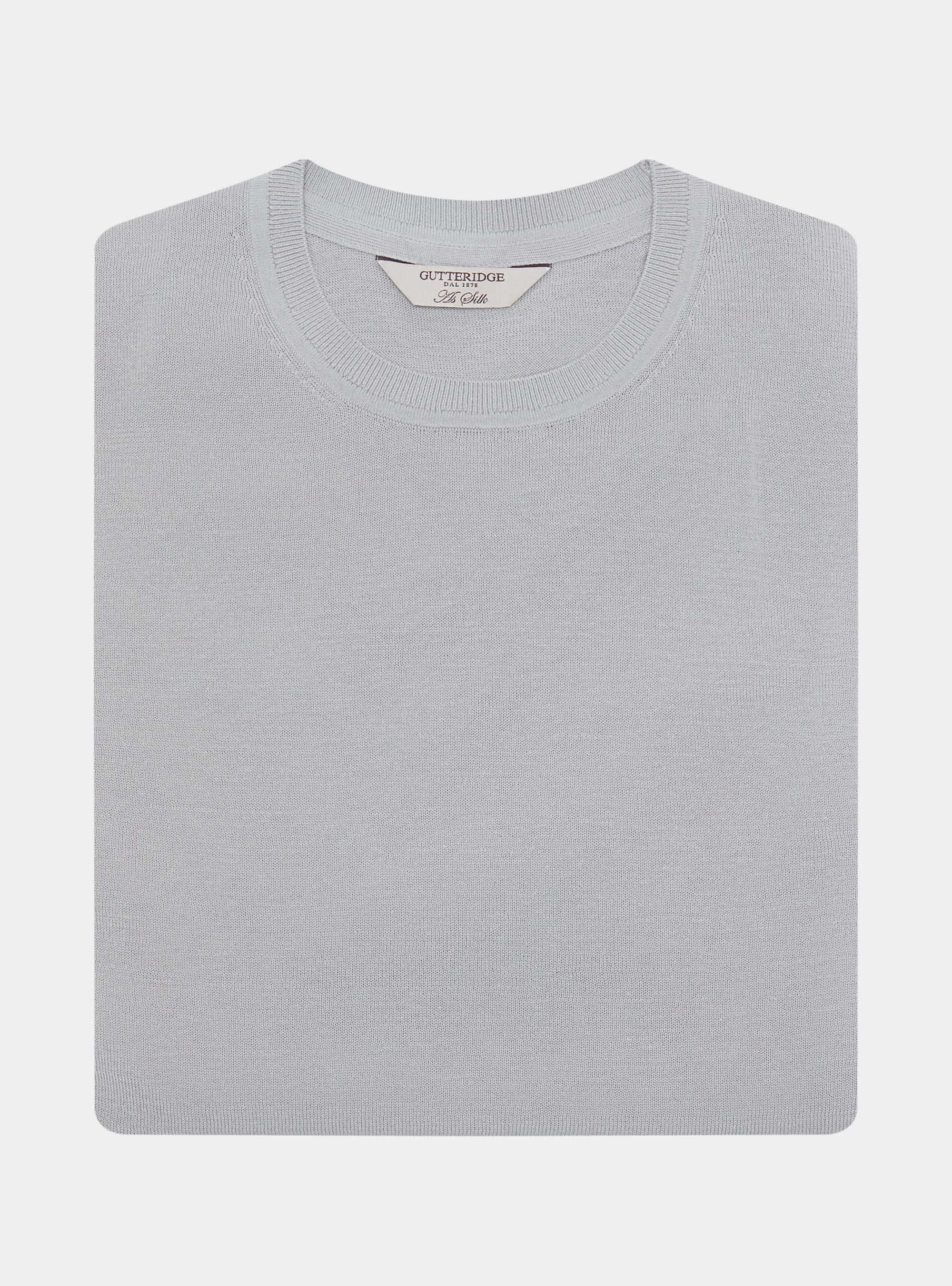 Maglia girocollo in cotone e seta, PERLA 0178C