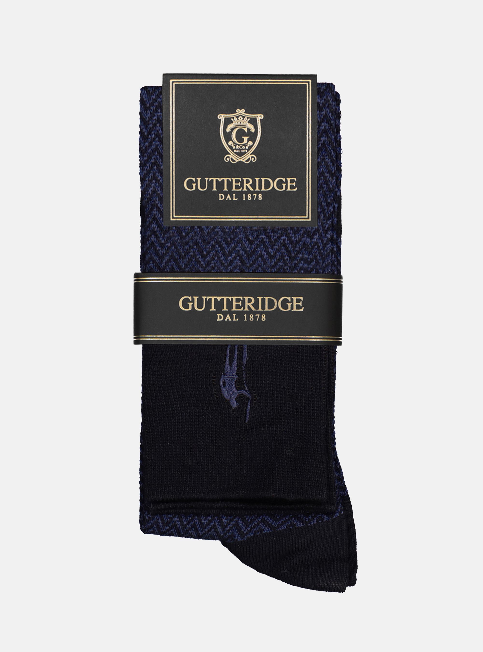 Herringbone long socks, NAVY BLUE