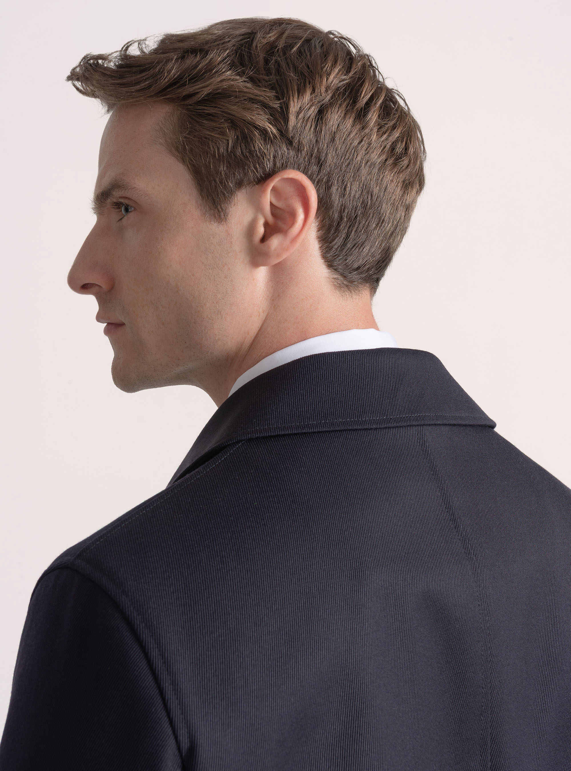 Gabardina en sarga de mezcla de lana, AZUL MARINO