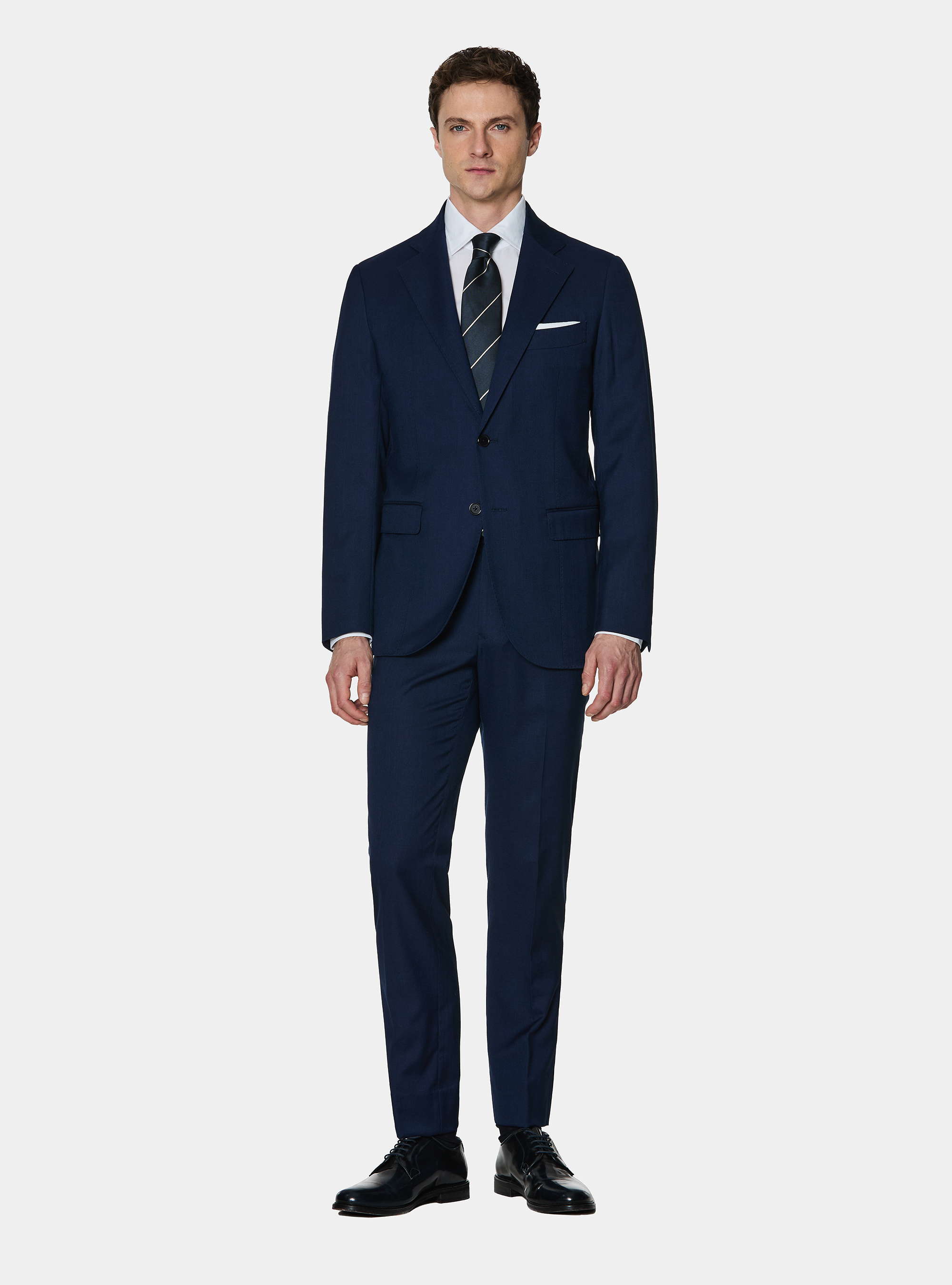 Flamed fabric suit trousers, NAVY BLUE