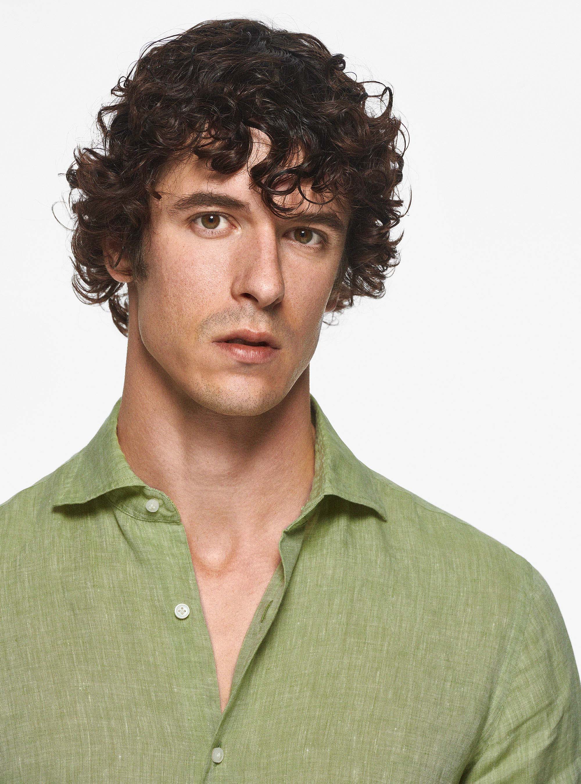 Pure linen shirt, VERDE PISTACCHIO 0616C