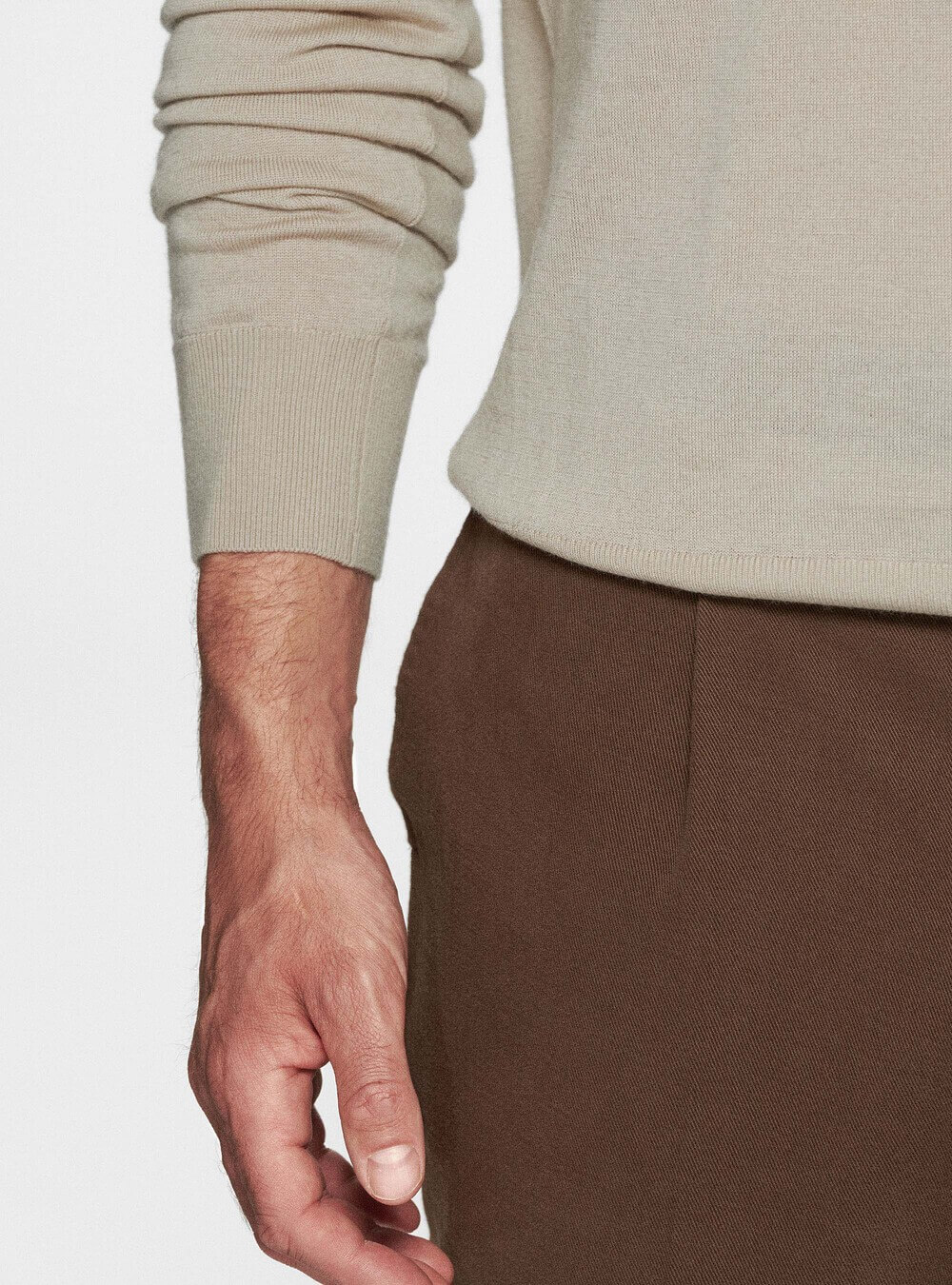 Maglia girocollo in pura lana merino extrafine, SABBIA