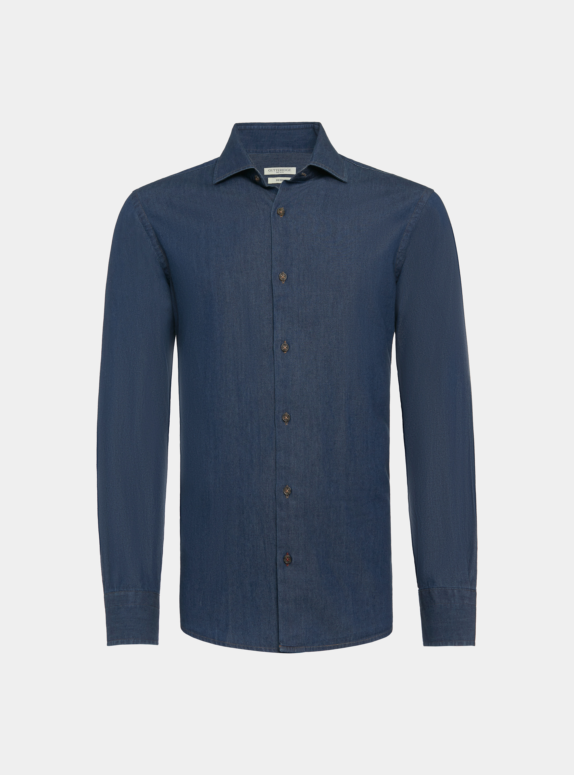 Camicia in cotone chambray, BLU NAVY