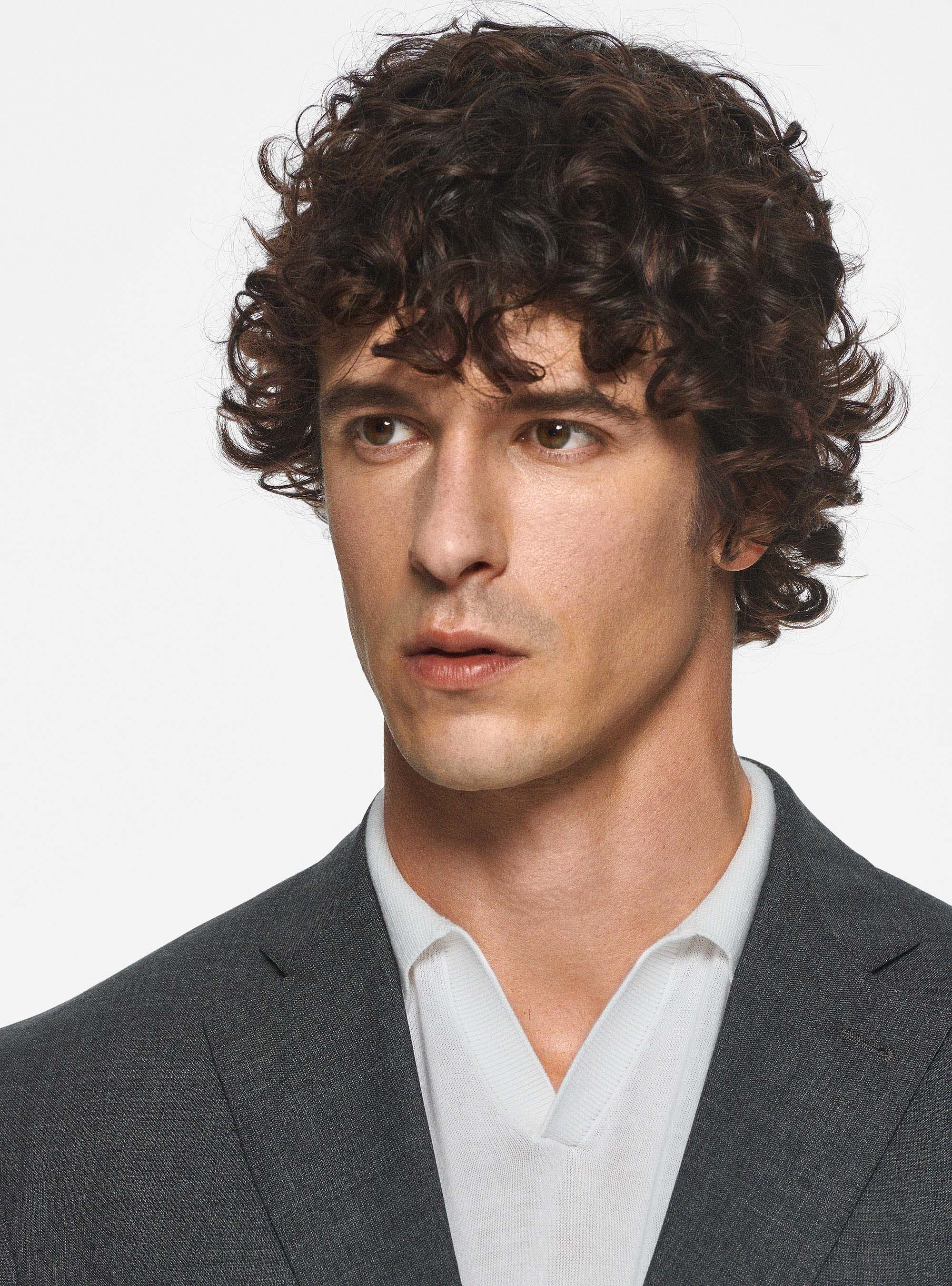 Giacca drop 4 in pura lana, ASFALTO 0112C