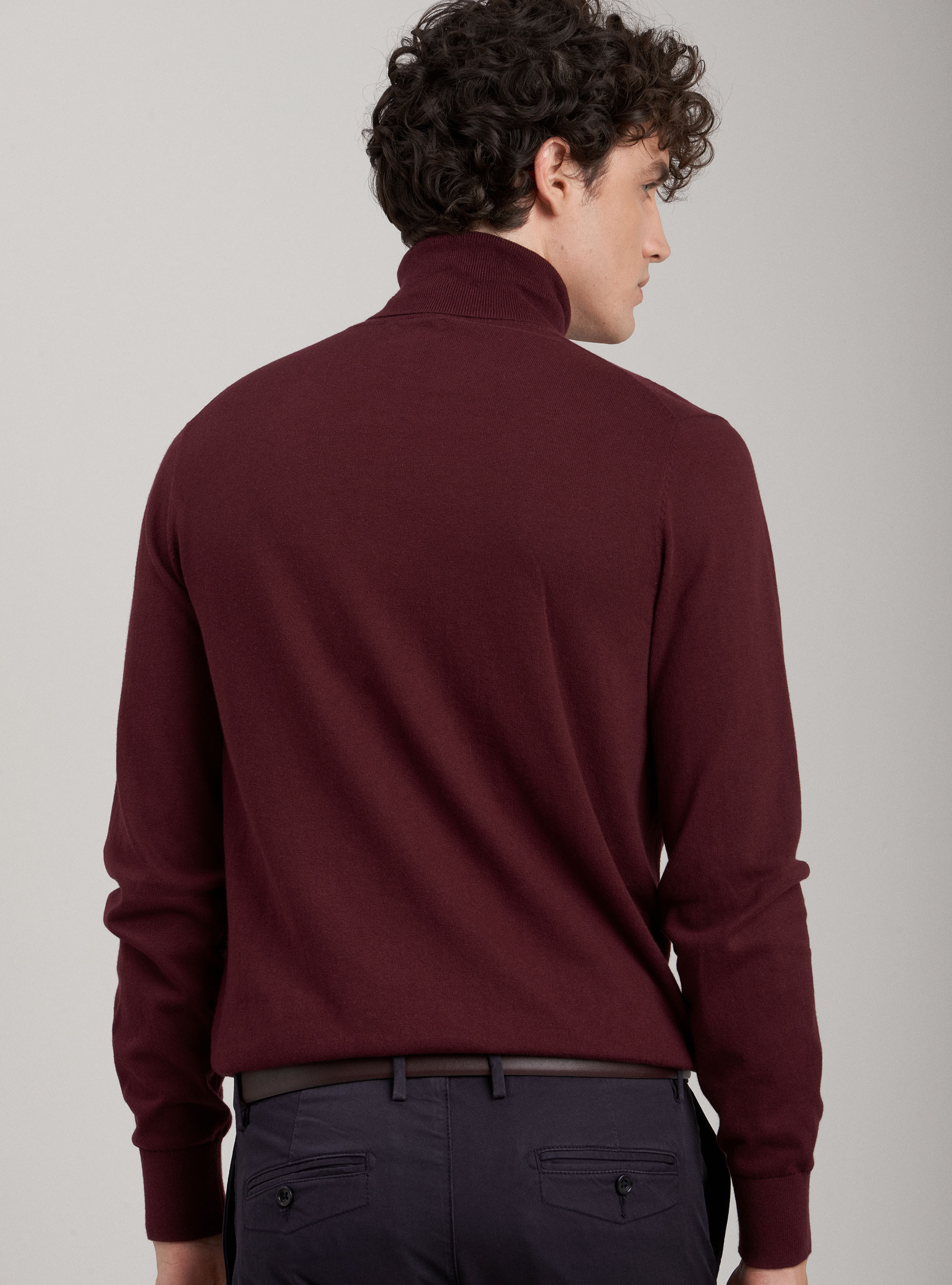 Maglia dolcevita in cotone seta e cashmere, BORDEAUX