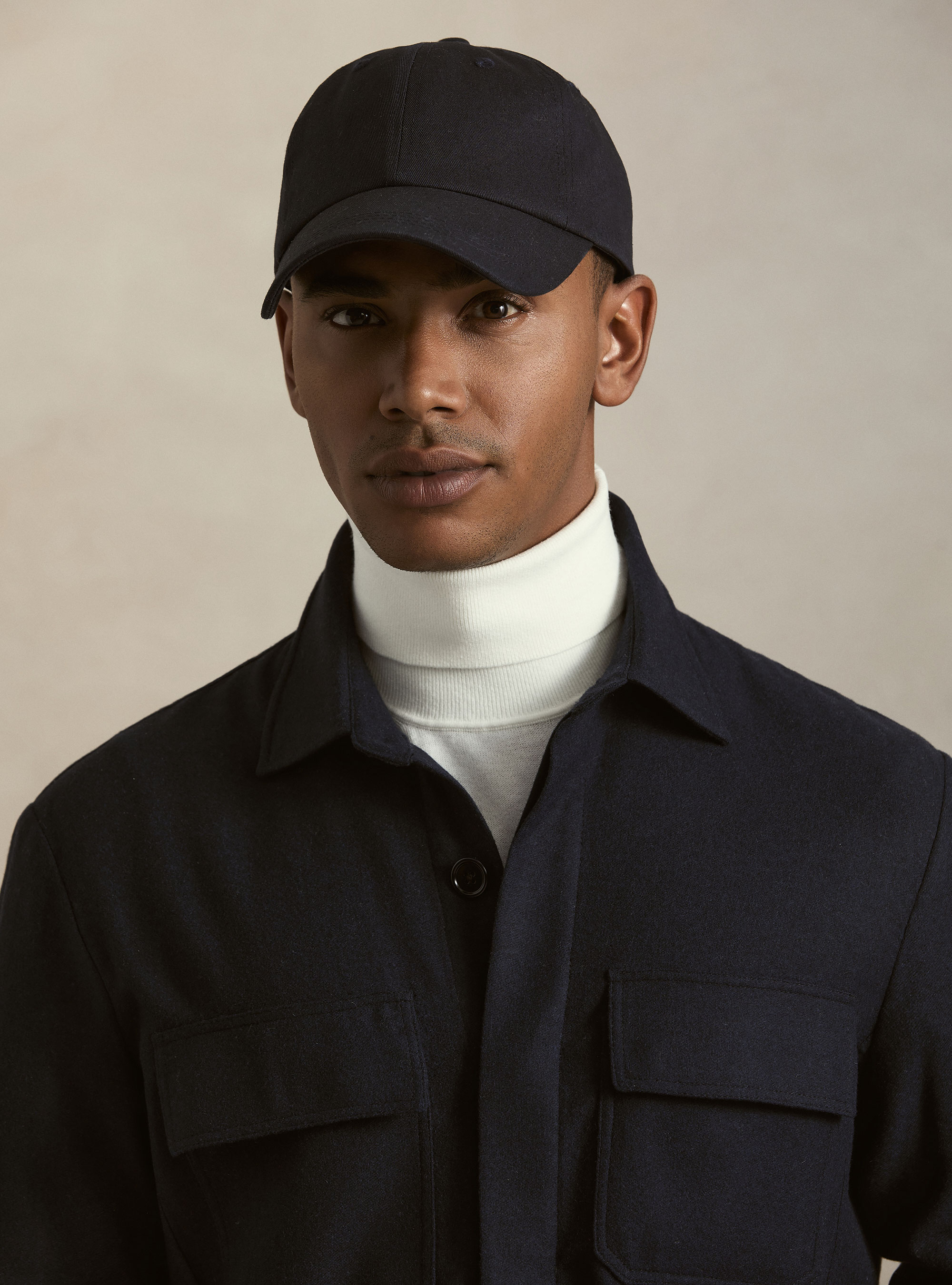 Lightweight wool blend flannel overshirt, NAVY