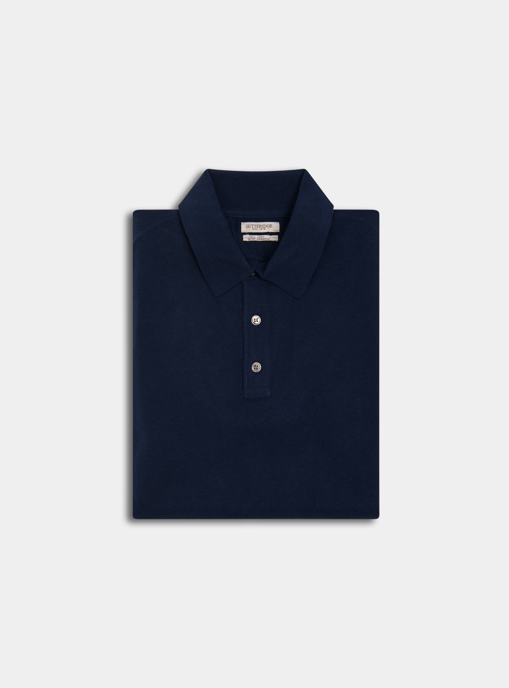 Polo en soie et coton, BLEU MARINE