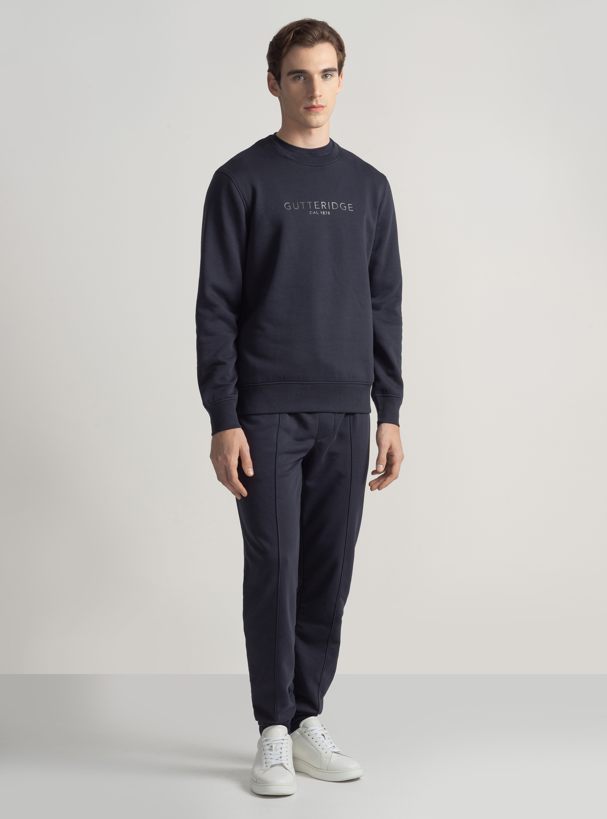 Sudadera de cuello redondo con logotipo, AZUL MARINO