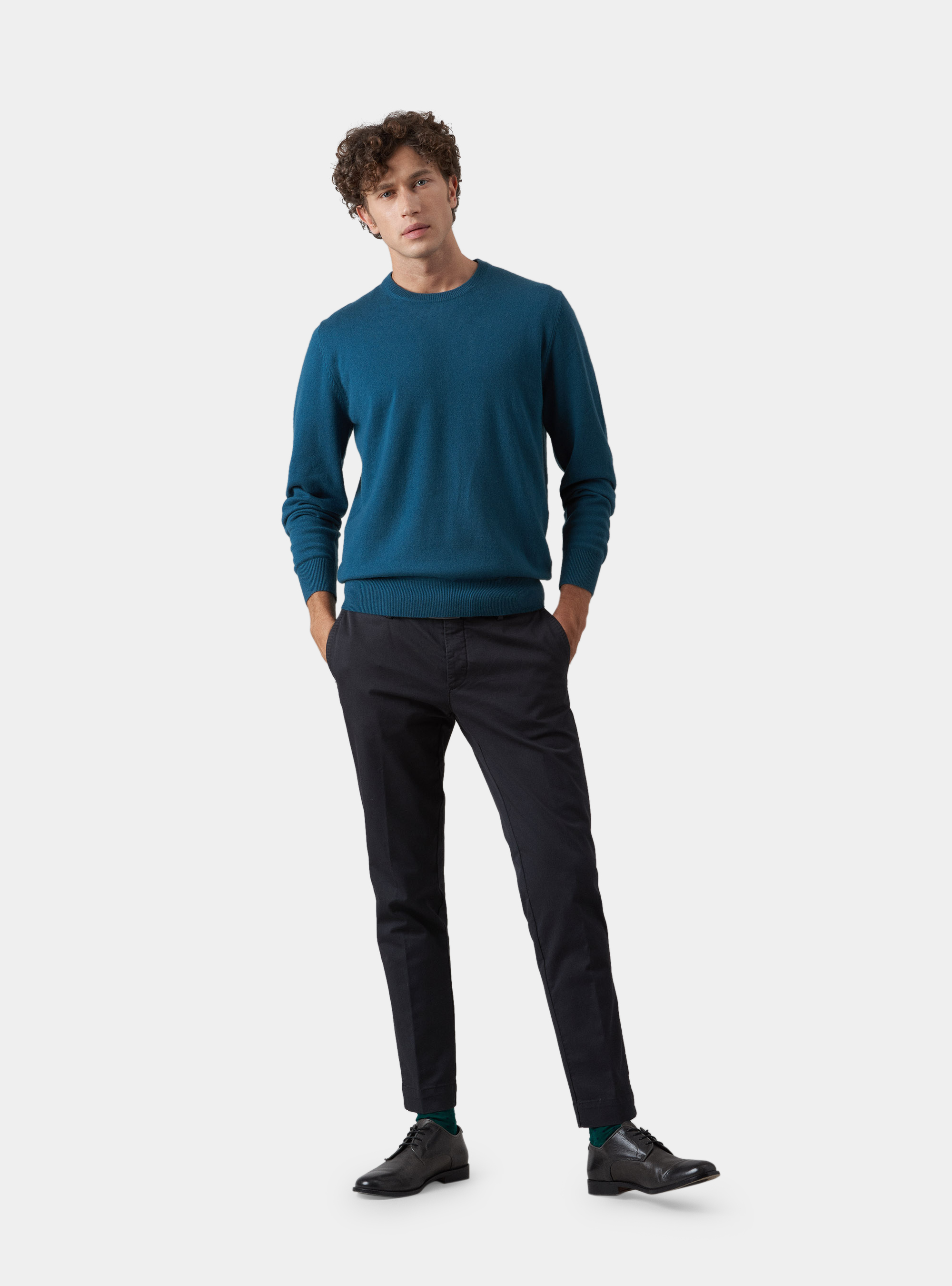 Crew-neck sweater 100% cashmere, PISTACHIO