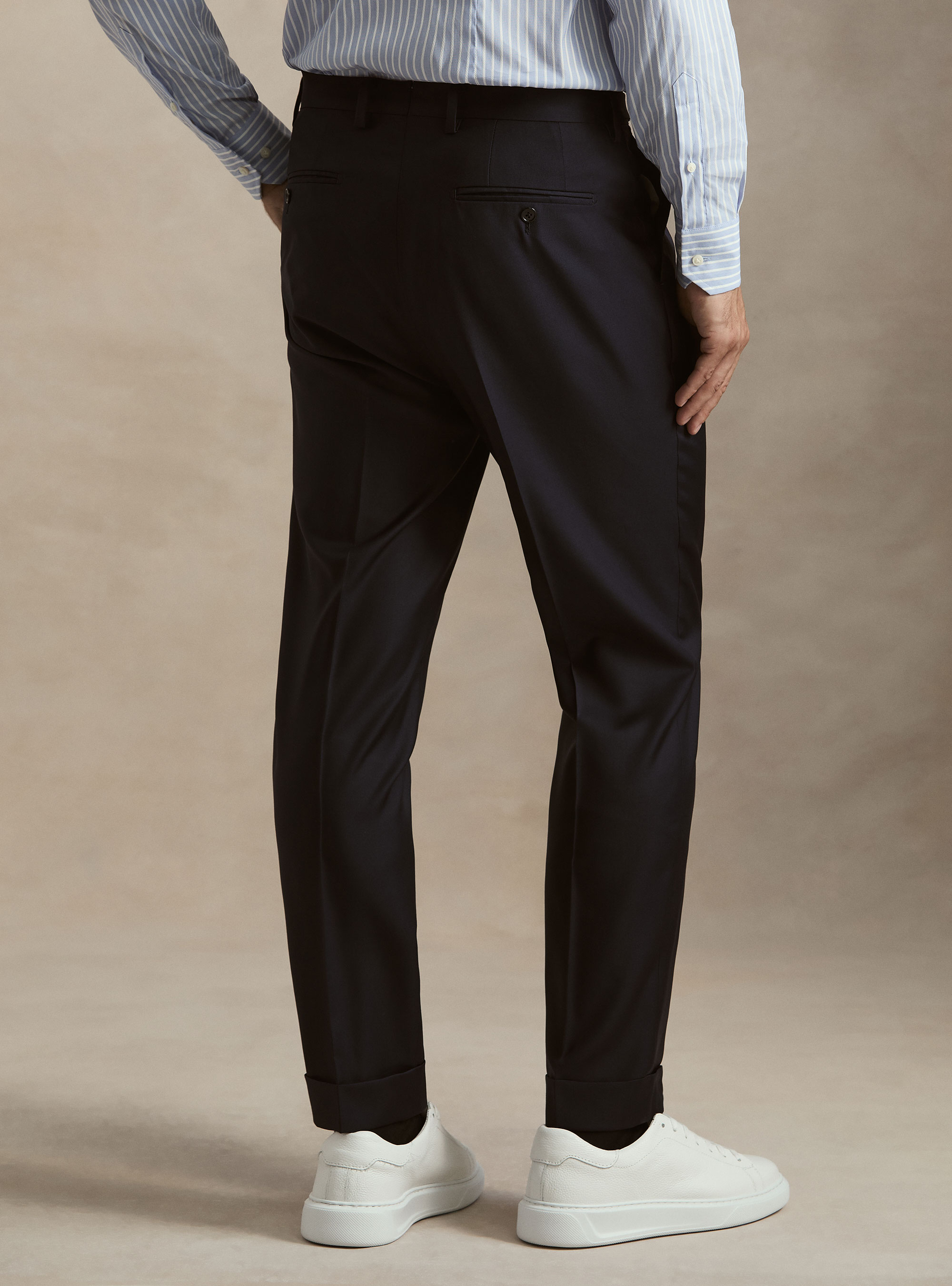 Vitale Barberis Canonico wool pleated trousers, NAVY BLUE