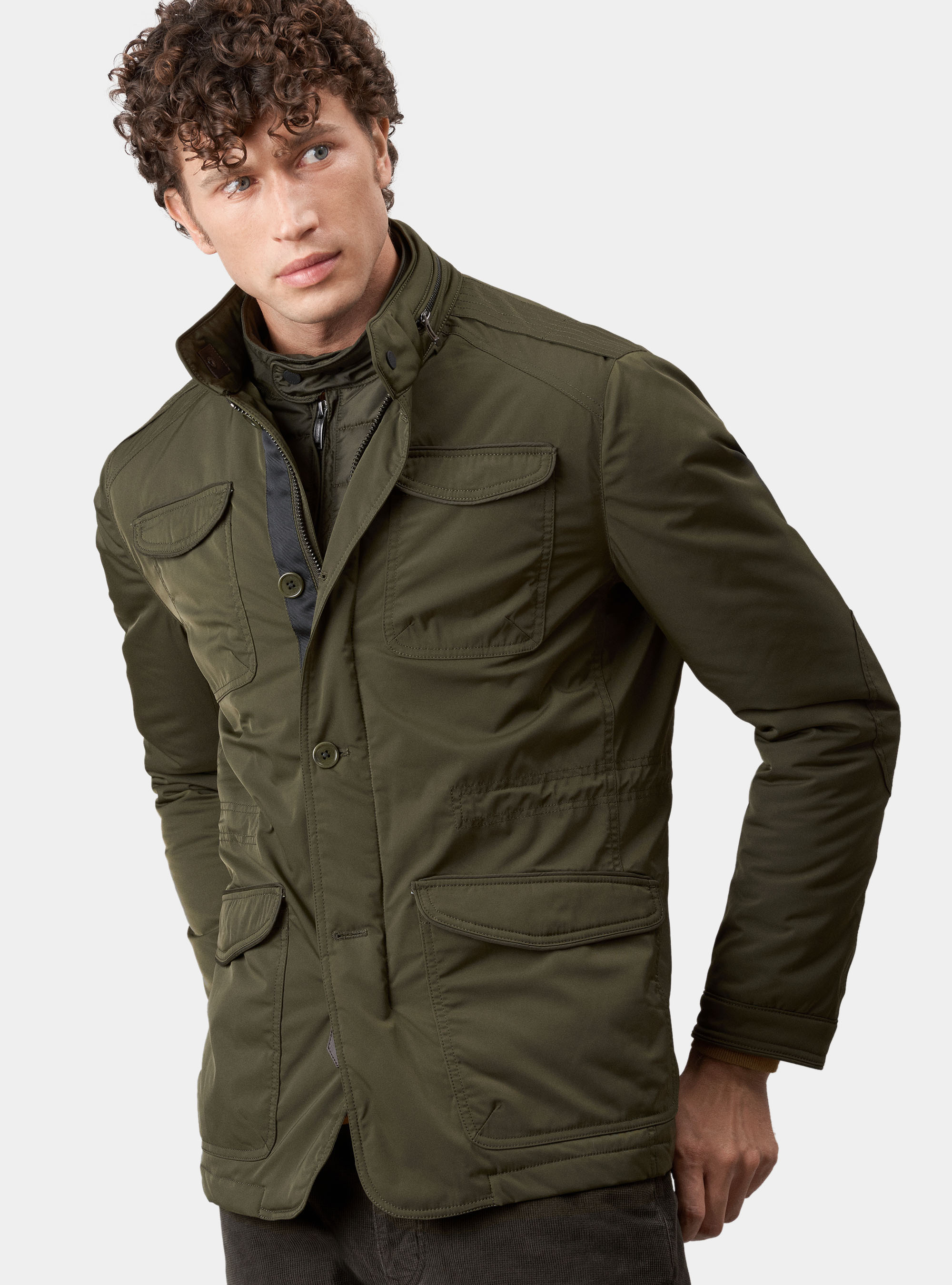 Field jacket con toppa e pettorina removibile, VERDE